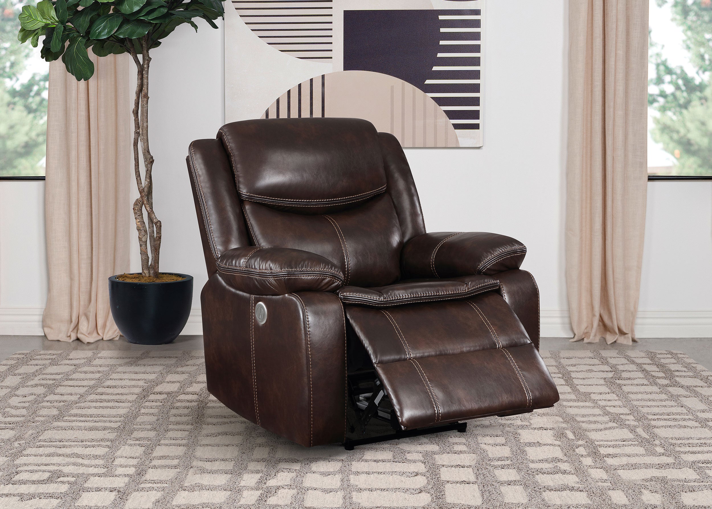 Sycamore Upholstered Power Recliner Chair Dark Brown — view 3
