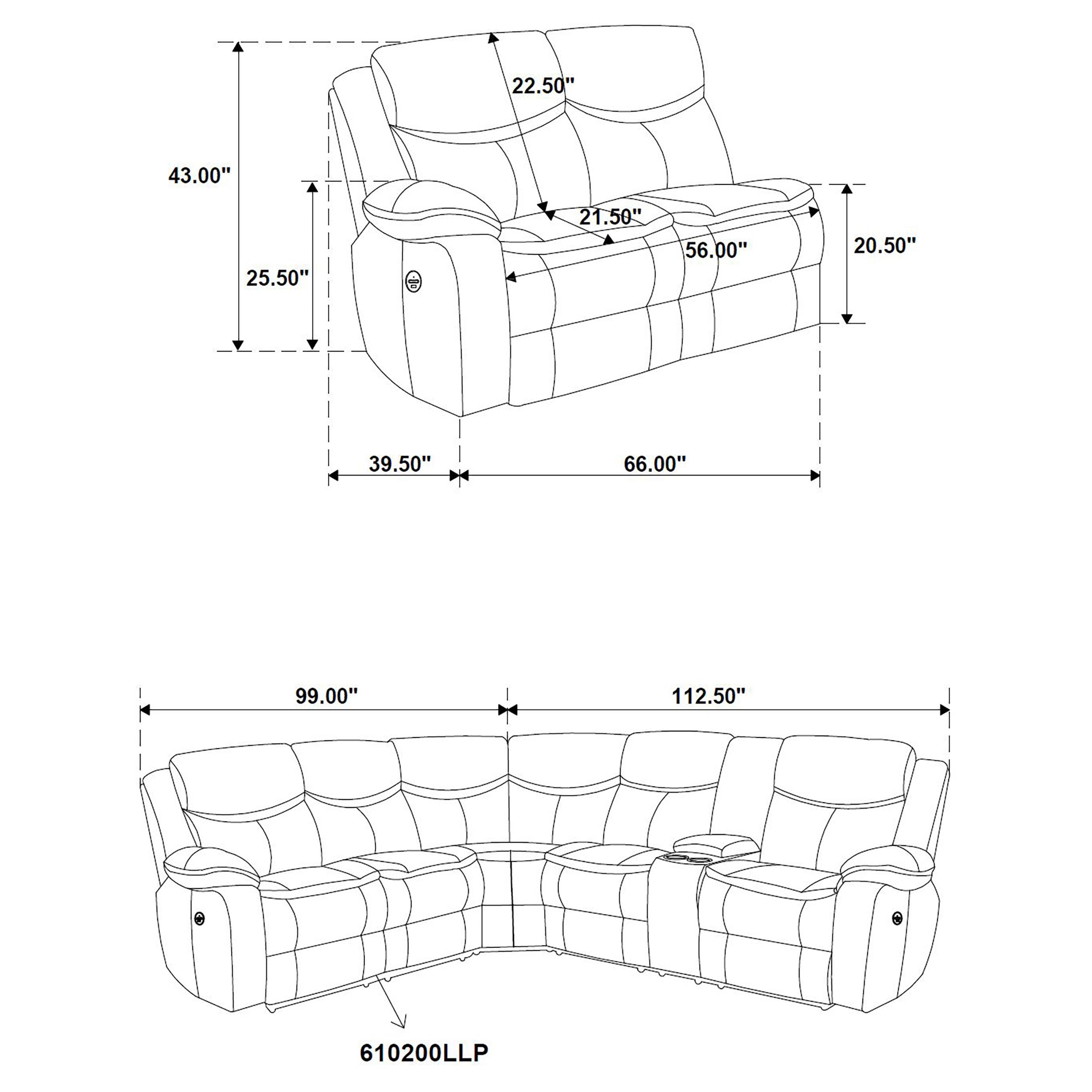 Sycamore Upholstered Power Reclining Sectional Sofa Grey — view 11