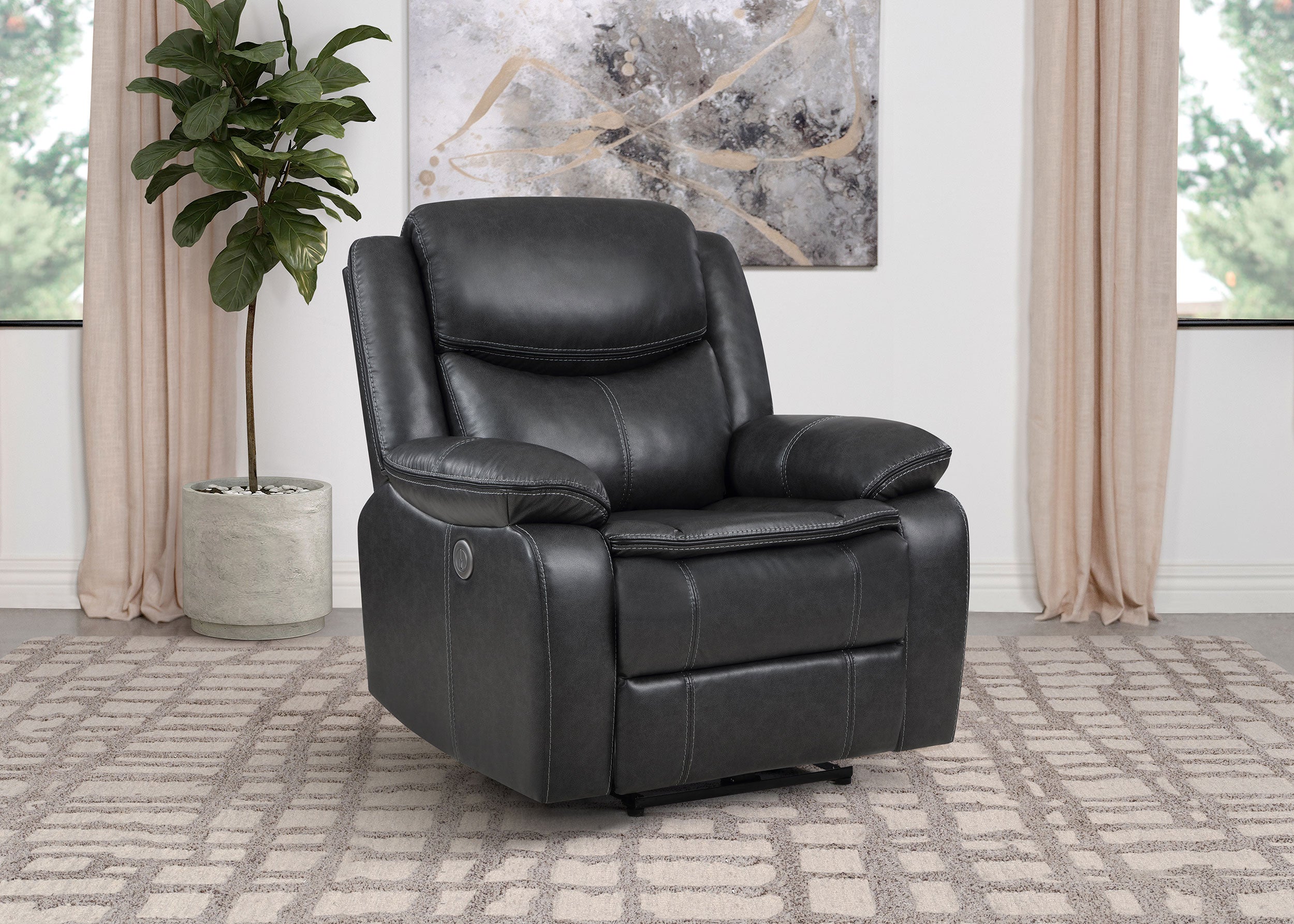 Sycamore Upholstered Power Recliner Chair Dark Grey — view 2