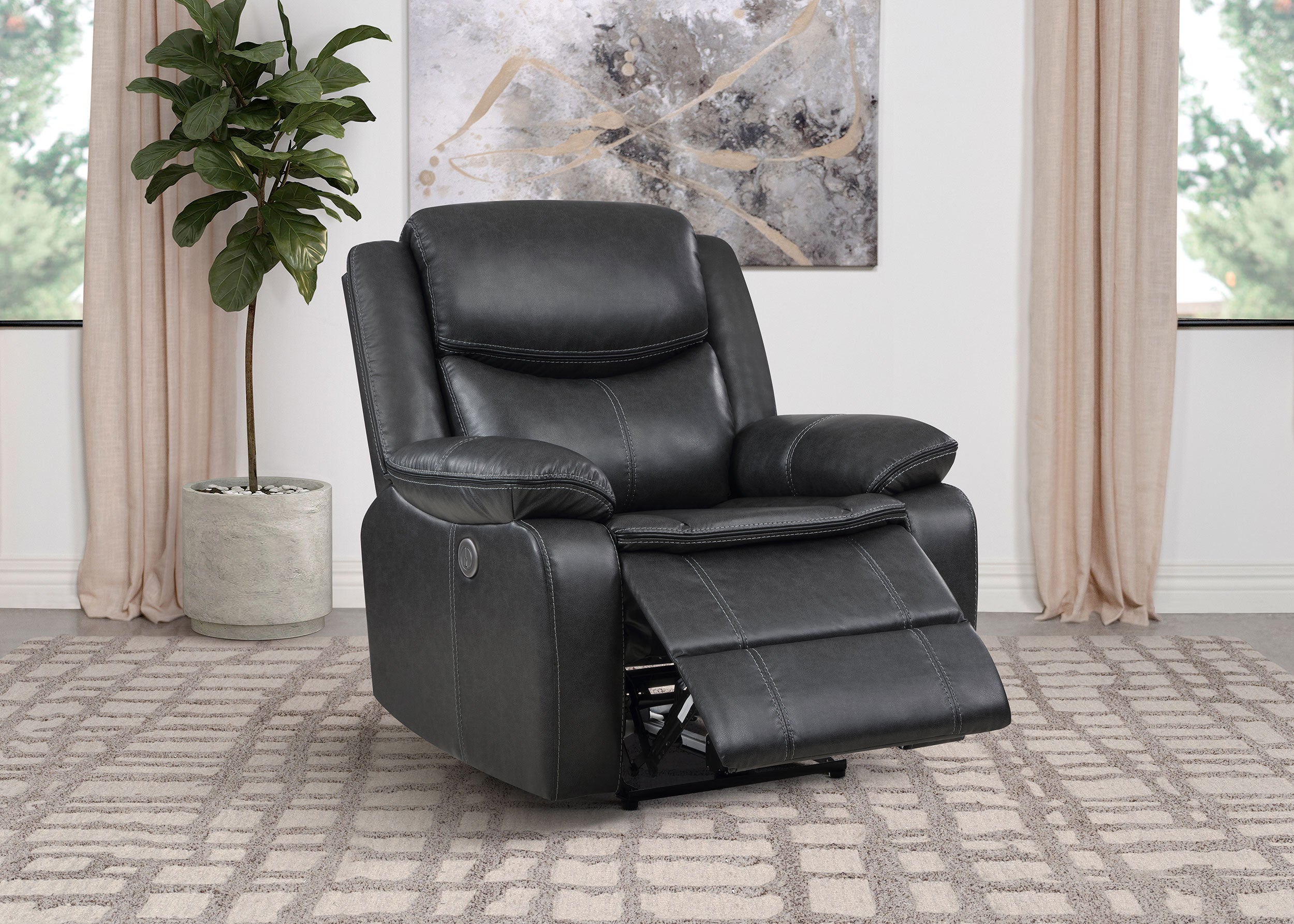 Sycamore Upholstered Power Recliner Chair Dark Grey — view 3