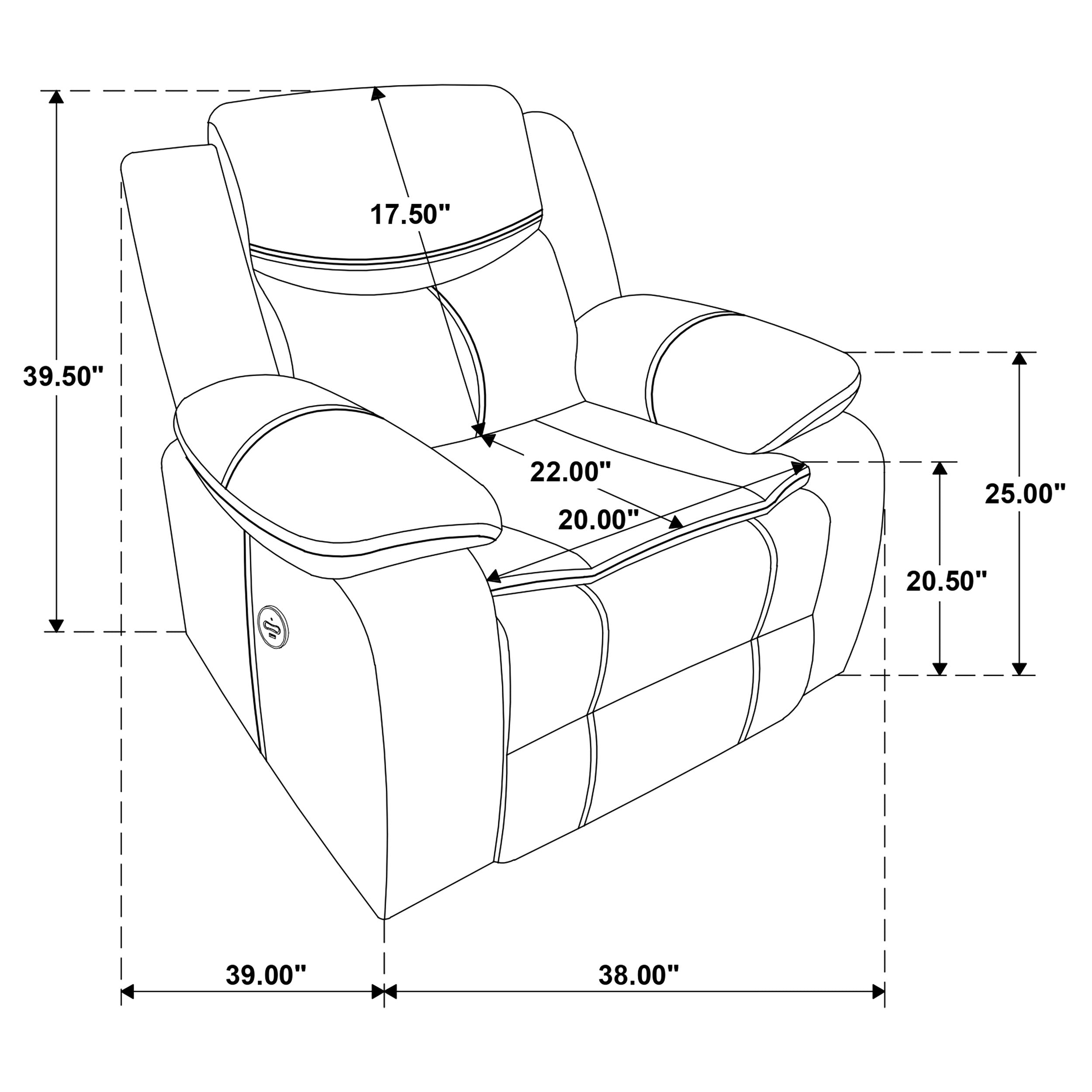 Sycamore Upholstered Power Recliner Chair Dark Grey — view 10