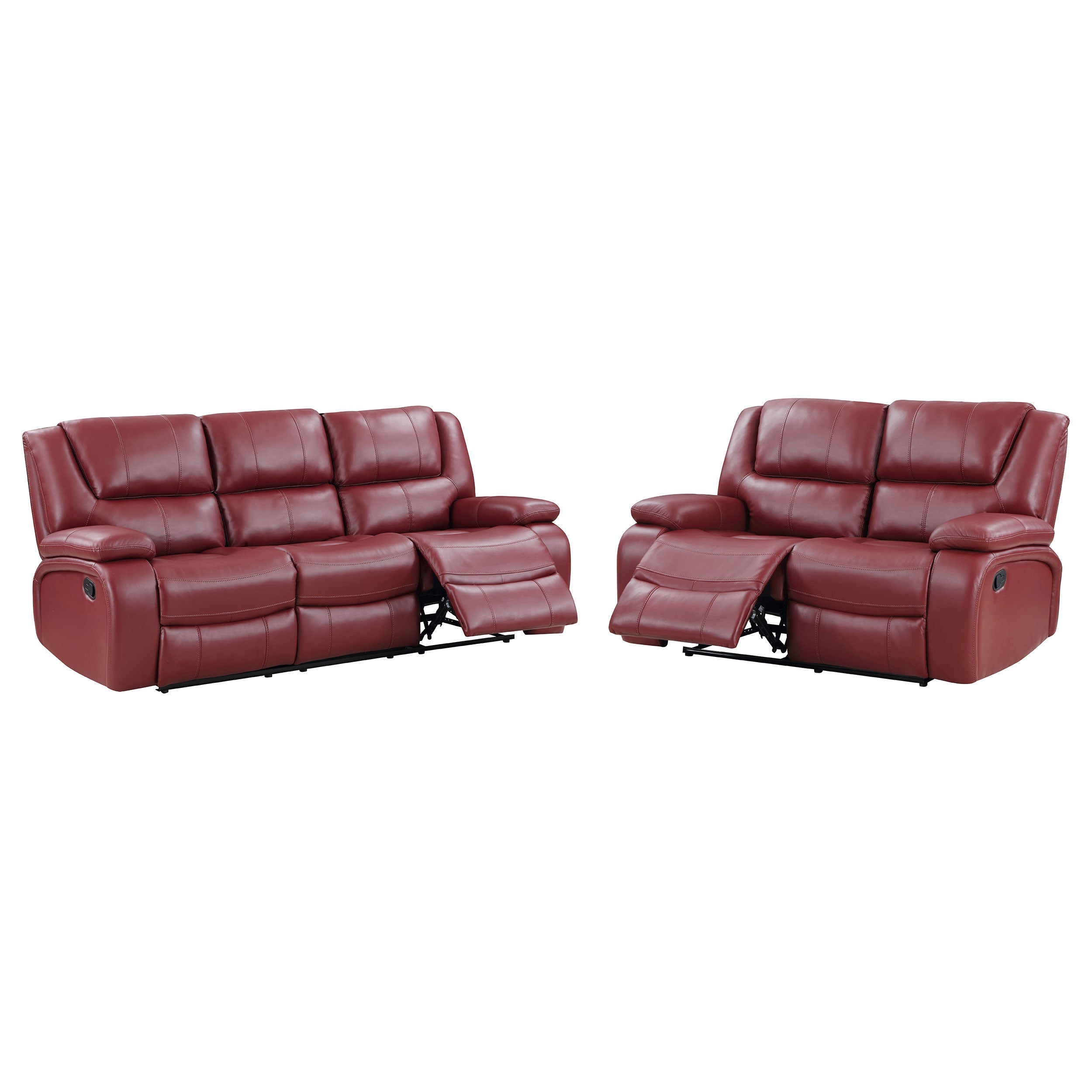 Camila 2-piece Upholstered Reclining Sofa Set Red — view 3