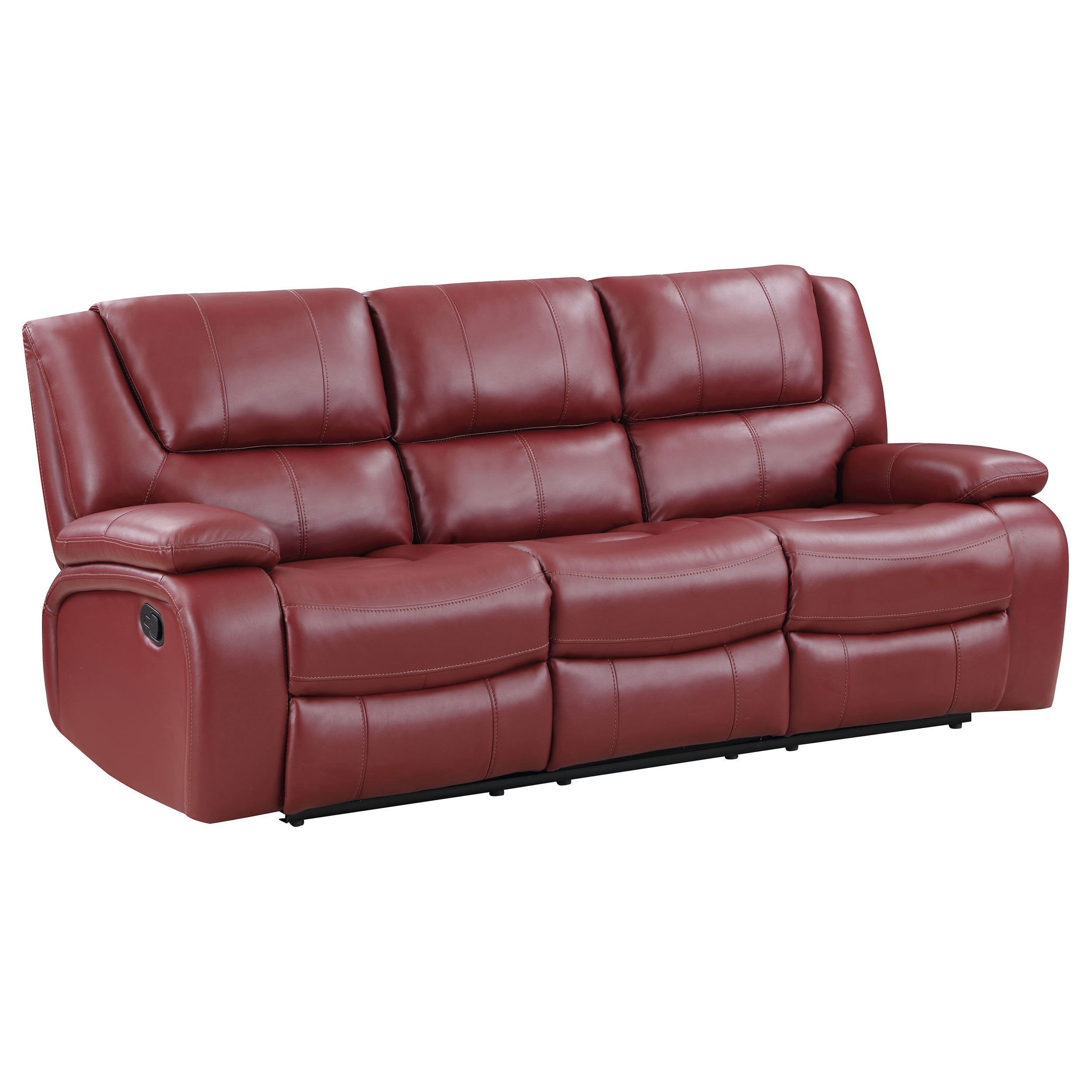 Camila Upholstered Motion Reclining Sofa Red — view 4