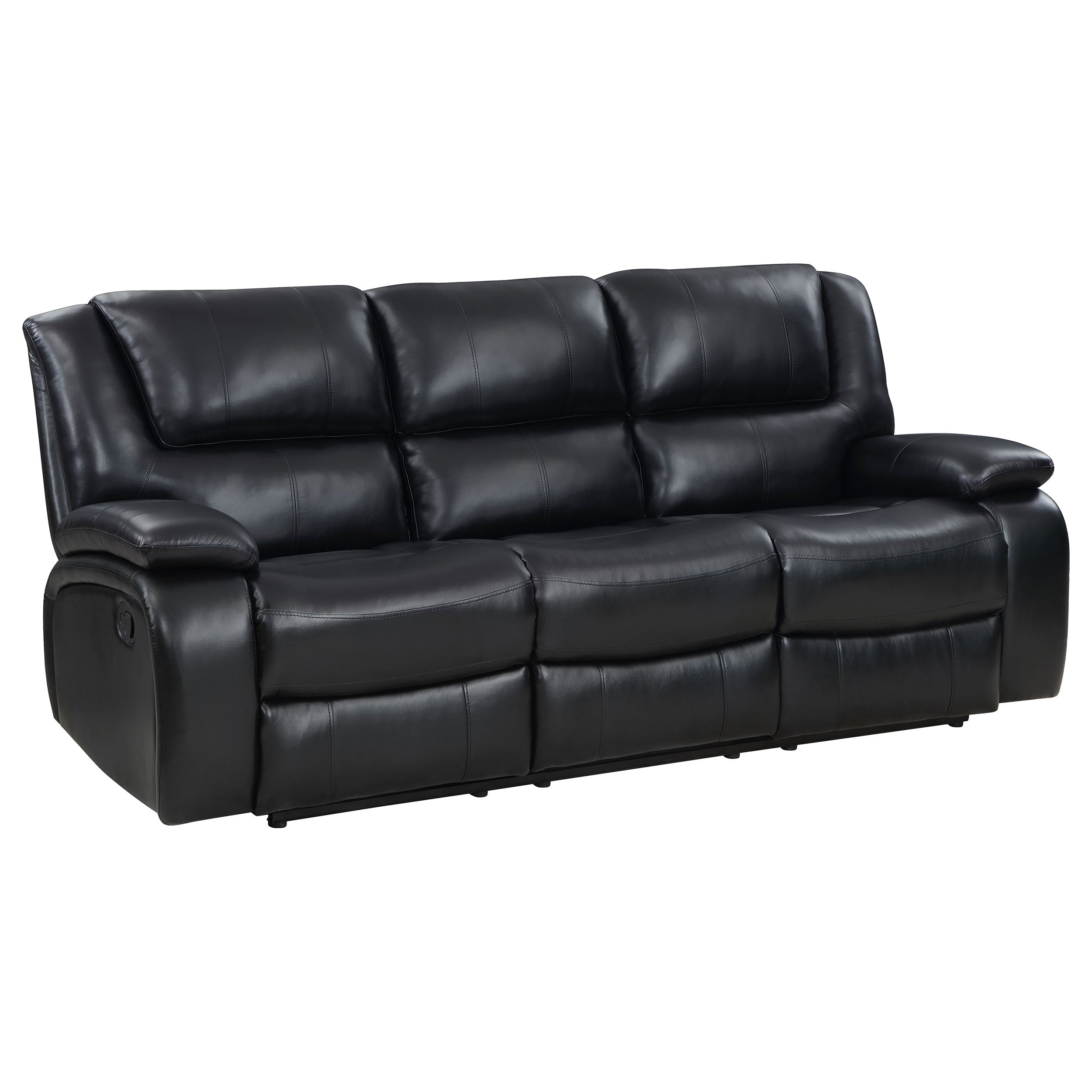 Camila Upholstered Motion Reclining Sofa Black — view 1