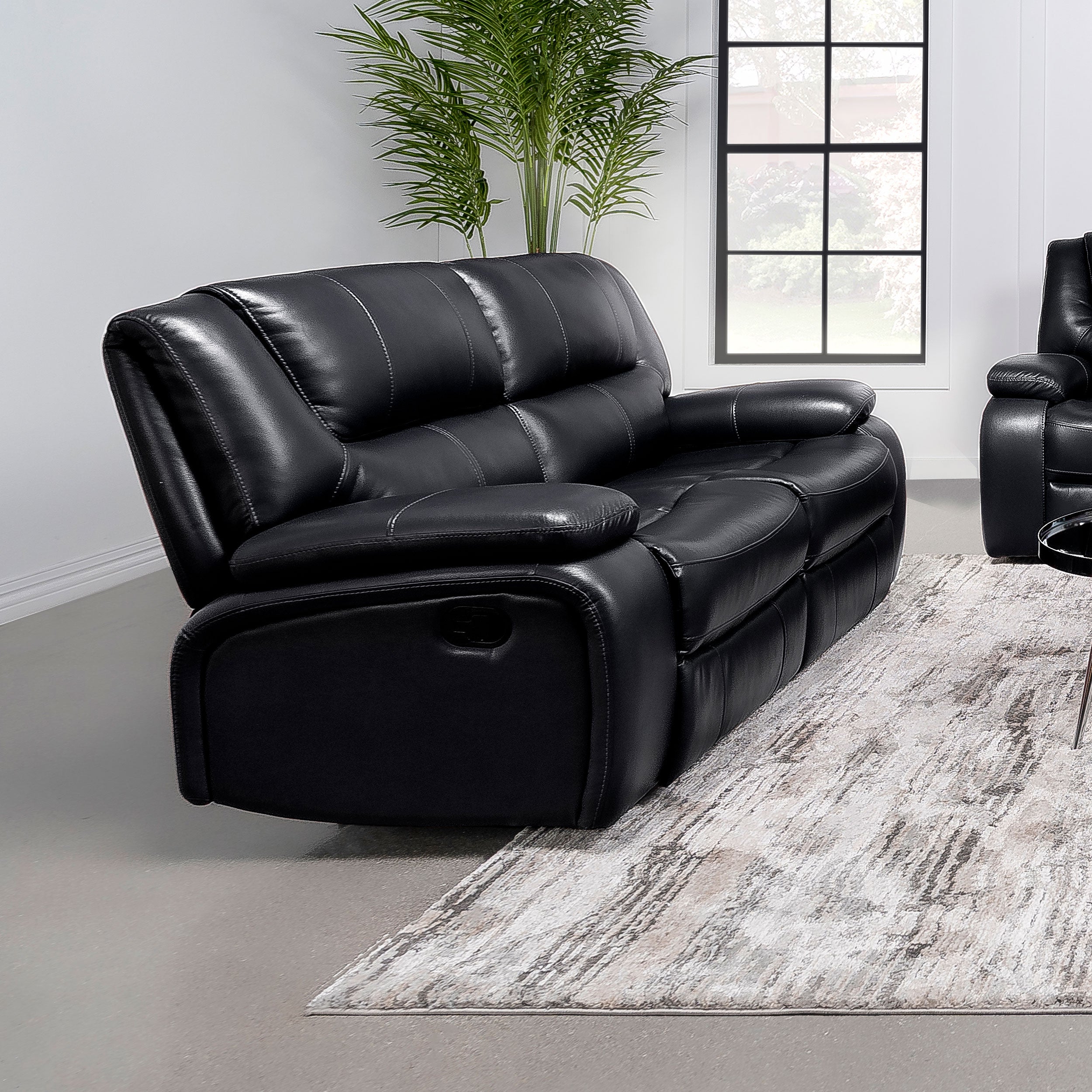 Camila Upholstered Motion Reclining Loveseat Black — view 2