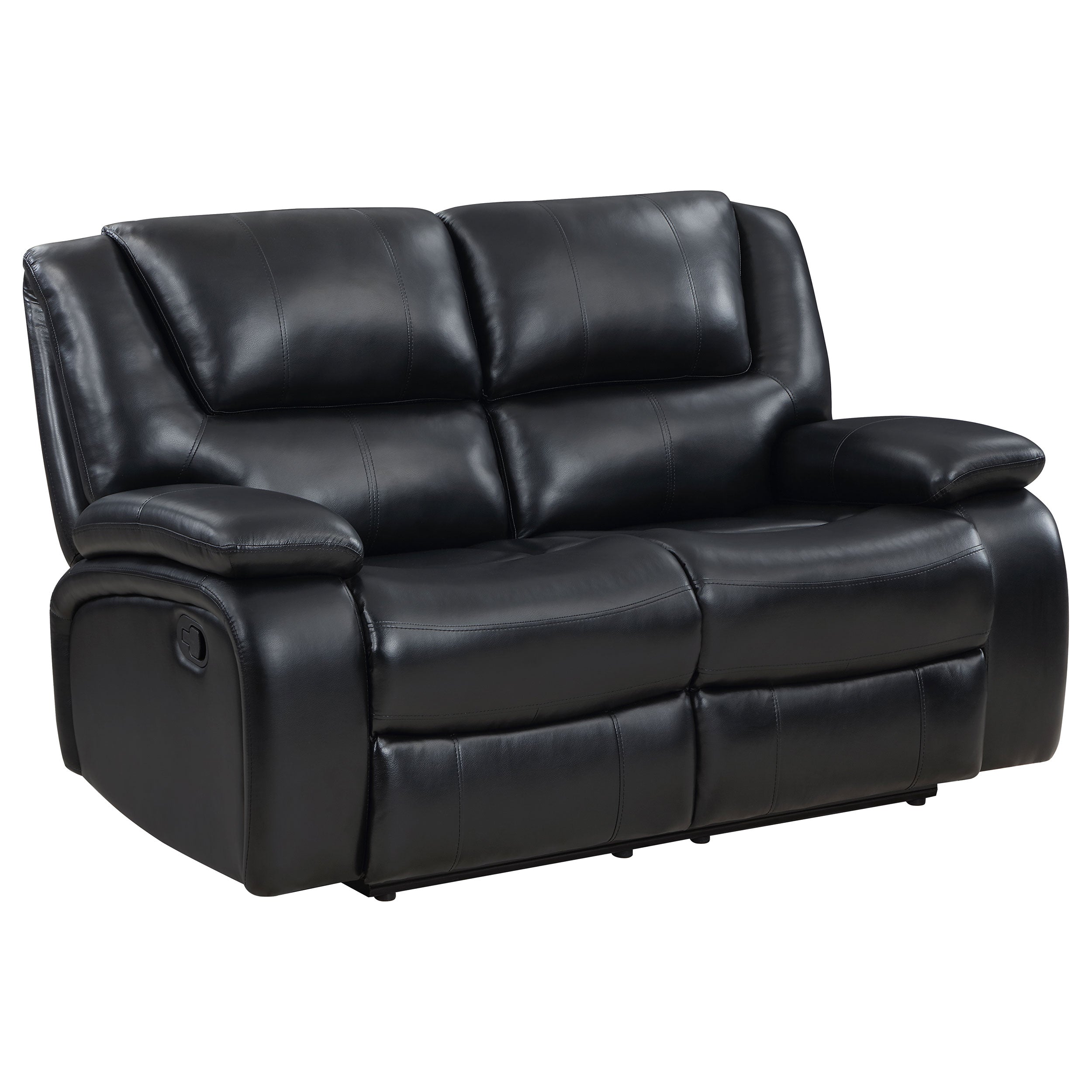 Camila Upholstered Motion Reclining Loveseat Black — view 1