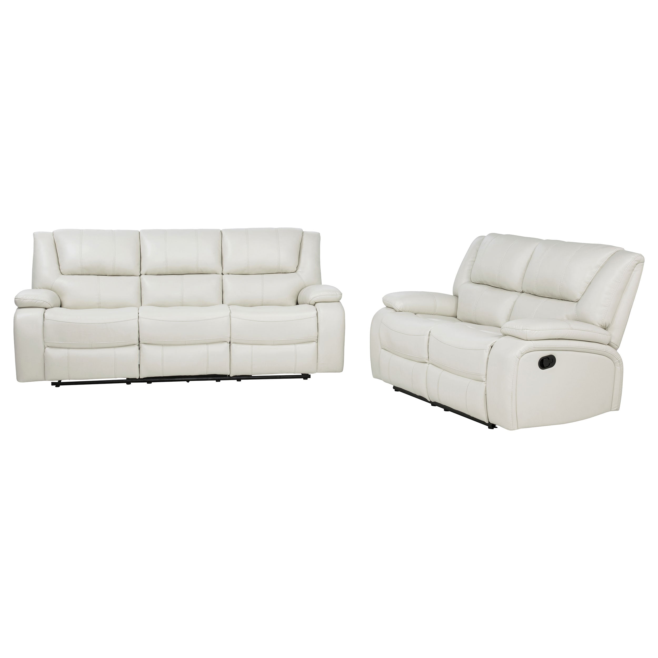Camila 2-piece Upholstered Reclining Sofa Set White — view 3