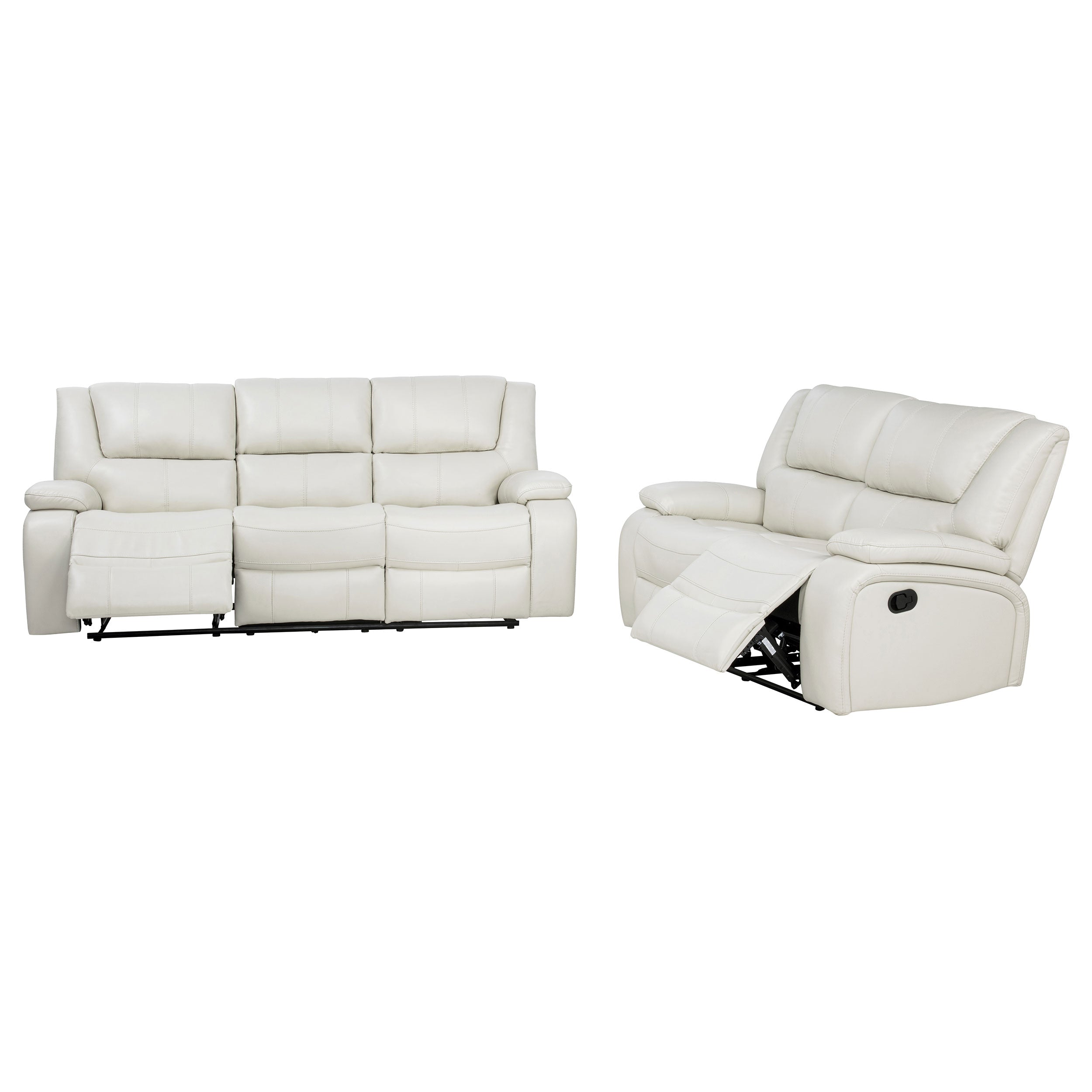 Camila 2-piece Upholstered Reclining Sofa Set White — view 4