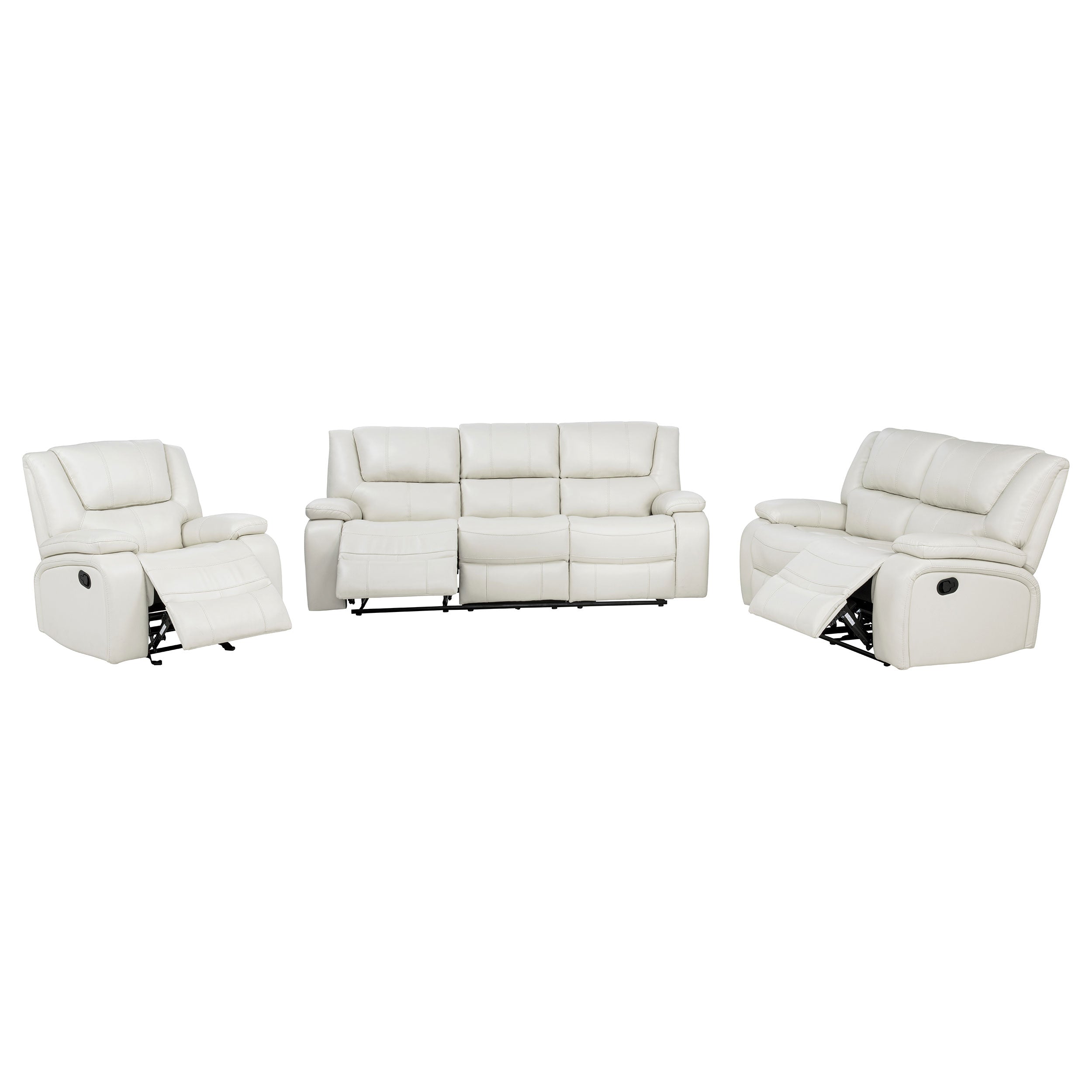 Camila 3-piece Upholstered Reclining Sofa Set White — view 4