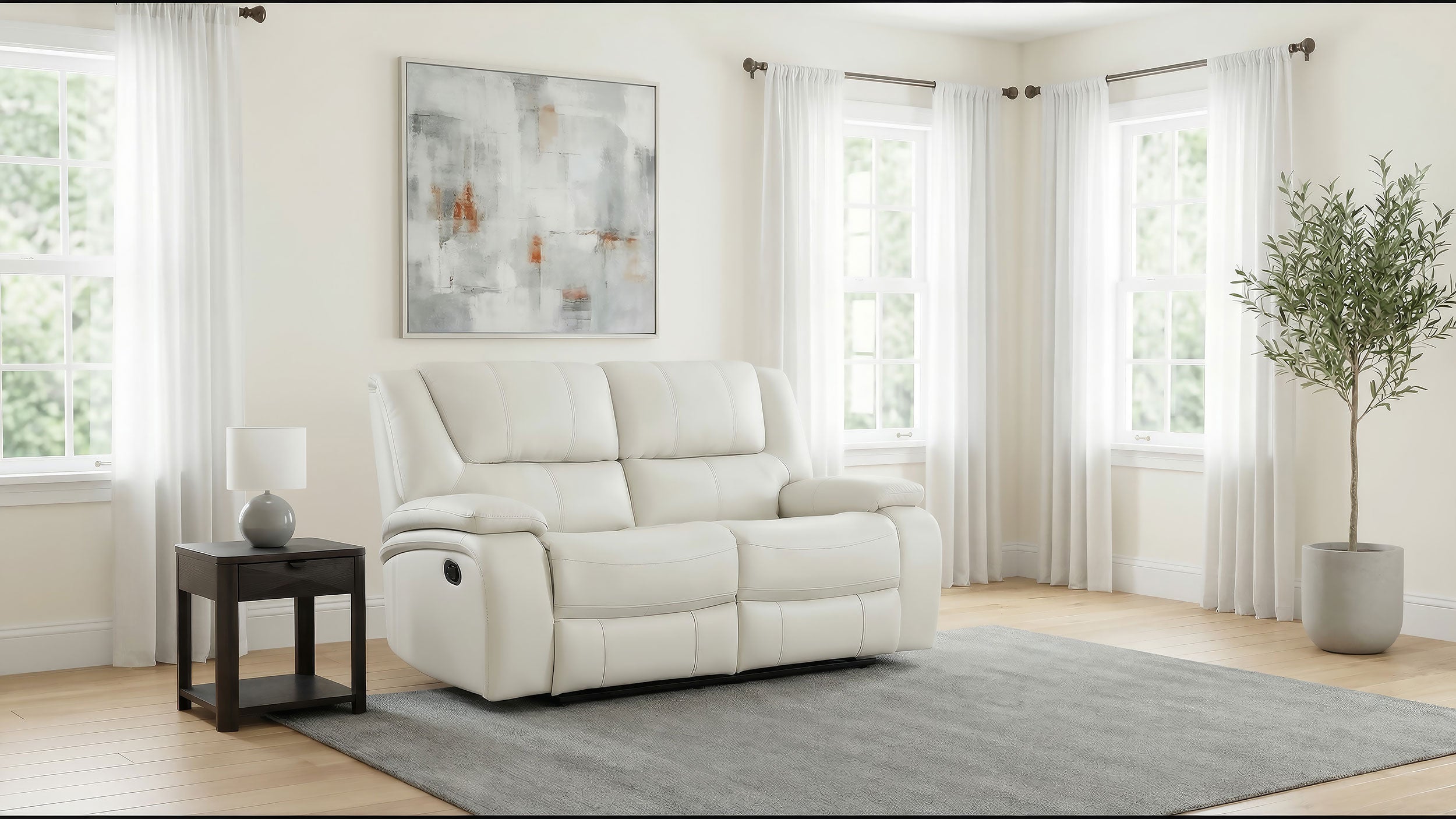 Camila Upholstered Motion Reclining Loveseat White — view 2