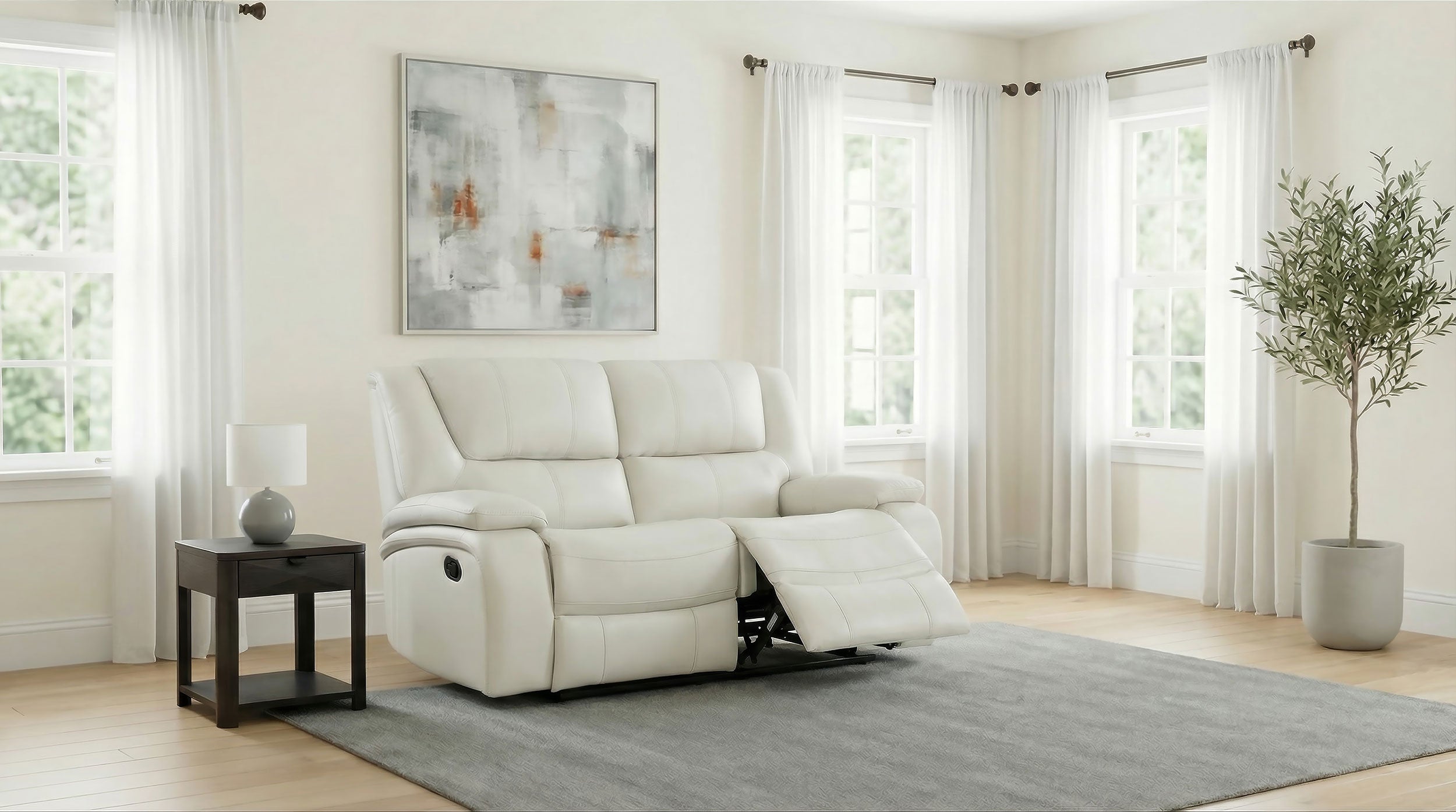 Camila Upholstered Motion Reclining Loveseat White — view 3