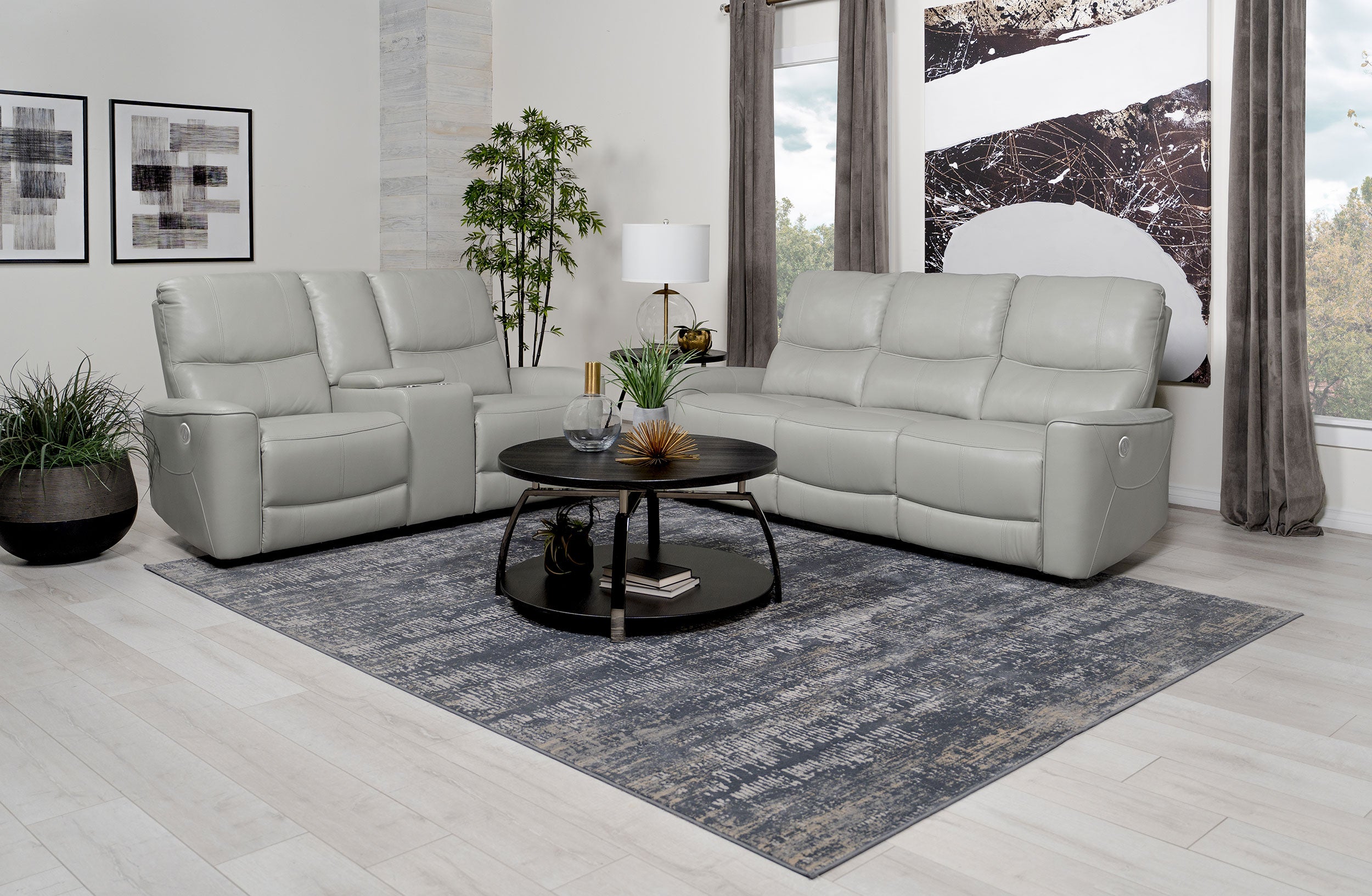 Greenfield 2-piece Power Reclining Sofa Set Dove Grey — view 2