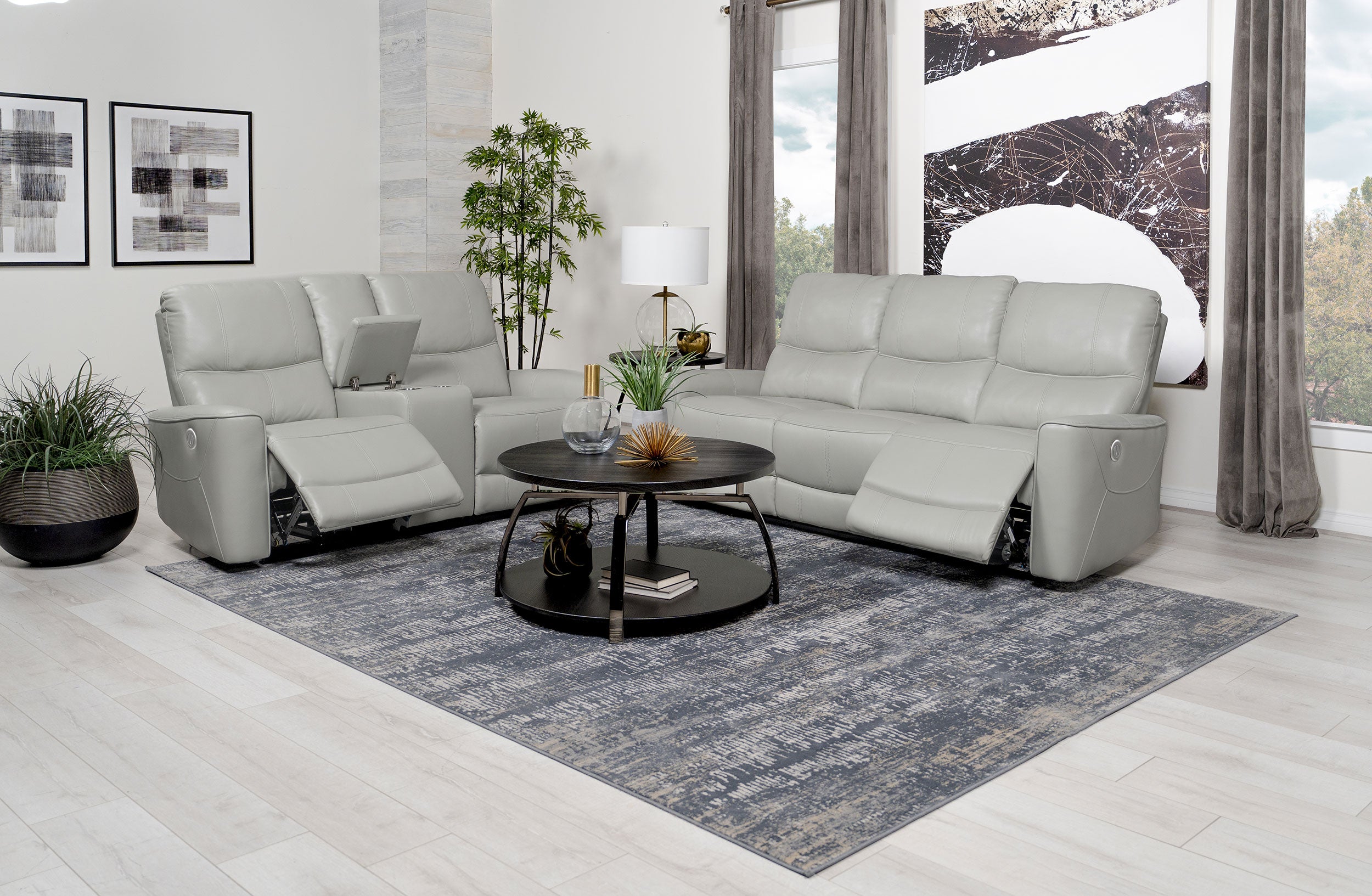 Greenfield 2-piece Power Reclining Sofa Set Dove Grey — view 3