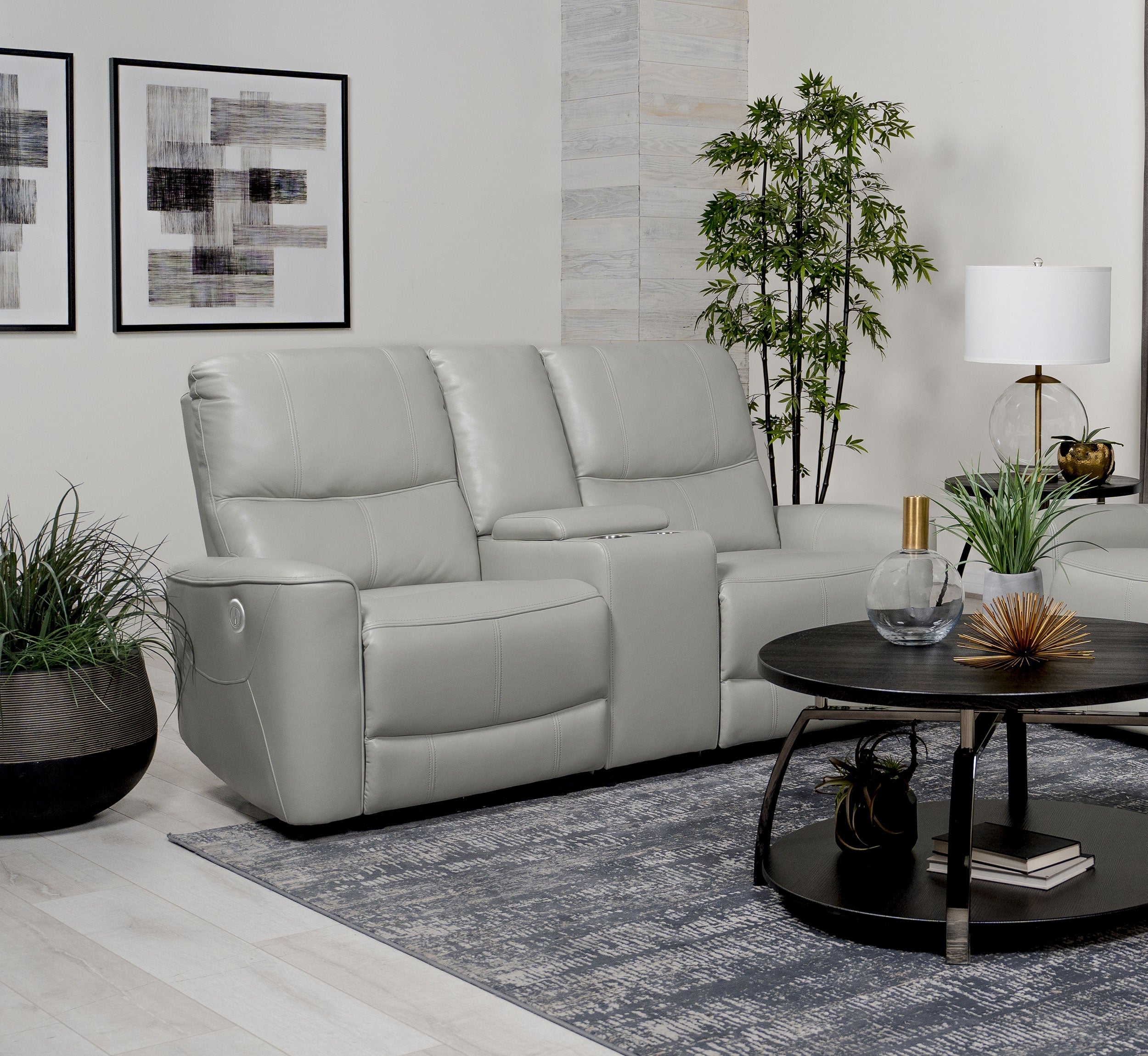 Greenfield Upholstered Power Reclining Loveseat Dove Grey — view 2