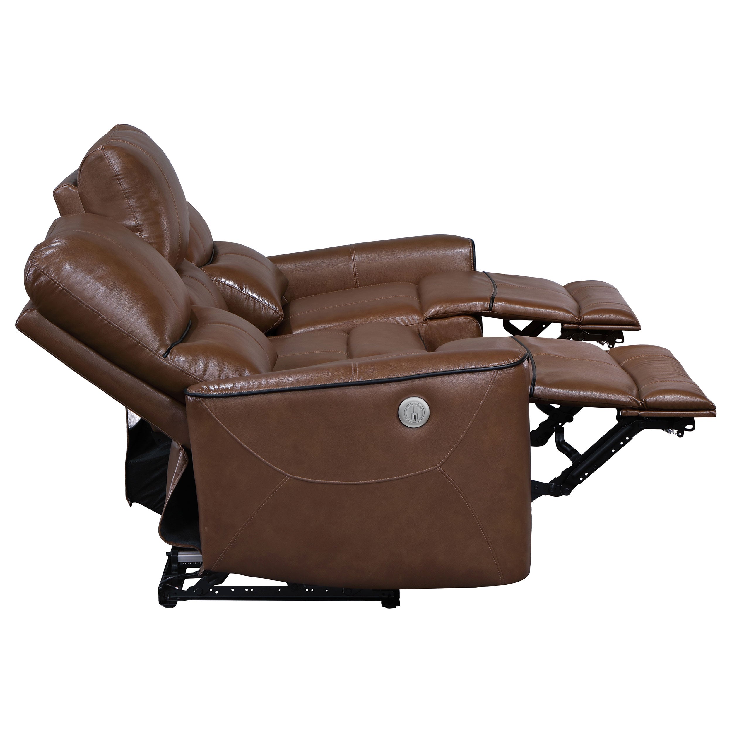 Greenfield 2-piece Power Reclining Sofa Set Saddle Brown — view 7