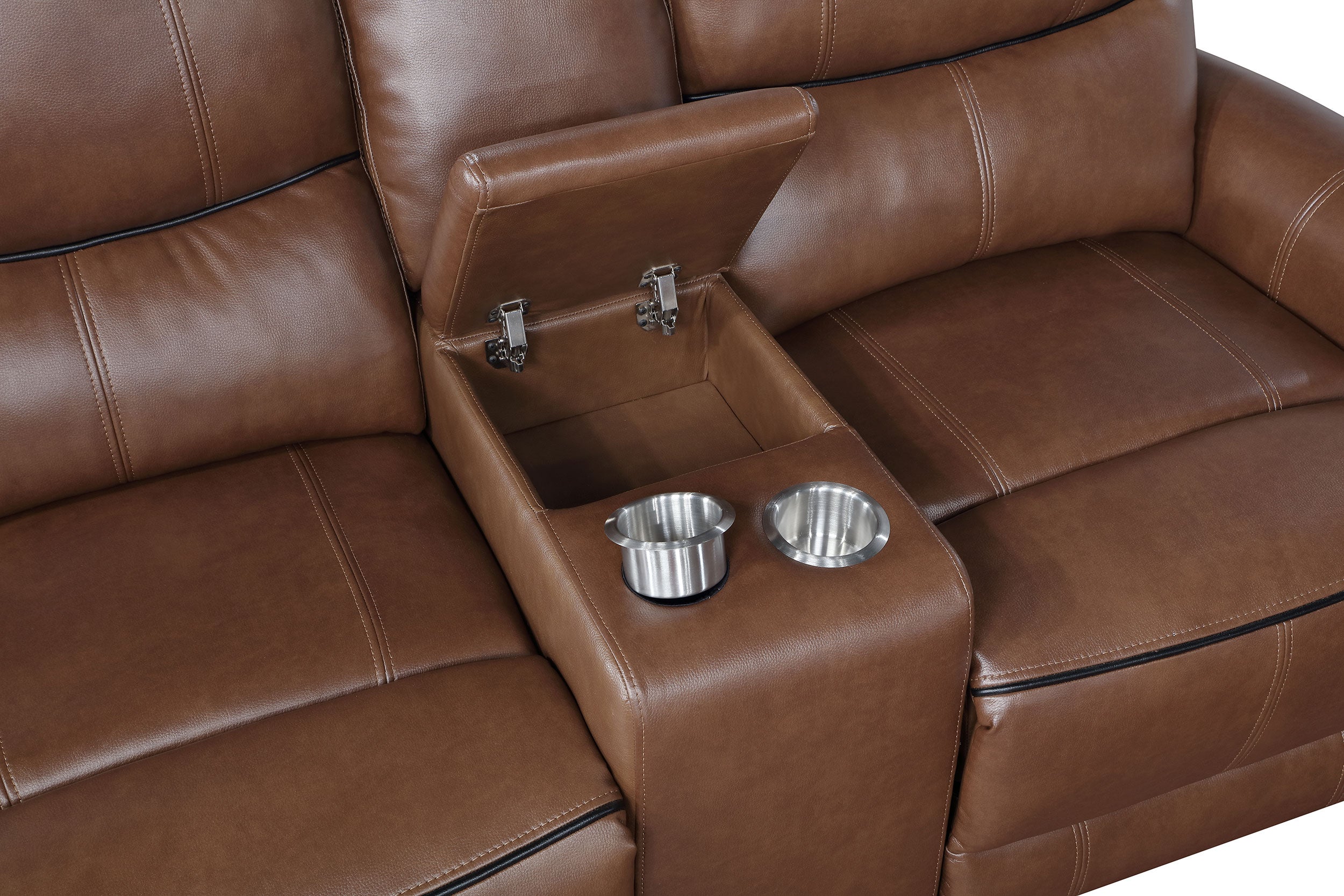 Greenfield 2-piece Power Reclining Sofa Set Saddle Brown — view 13