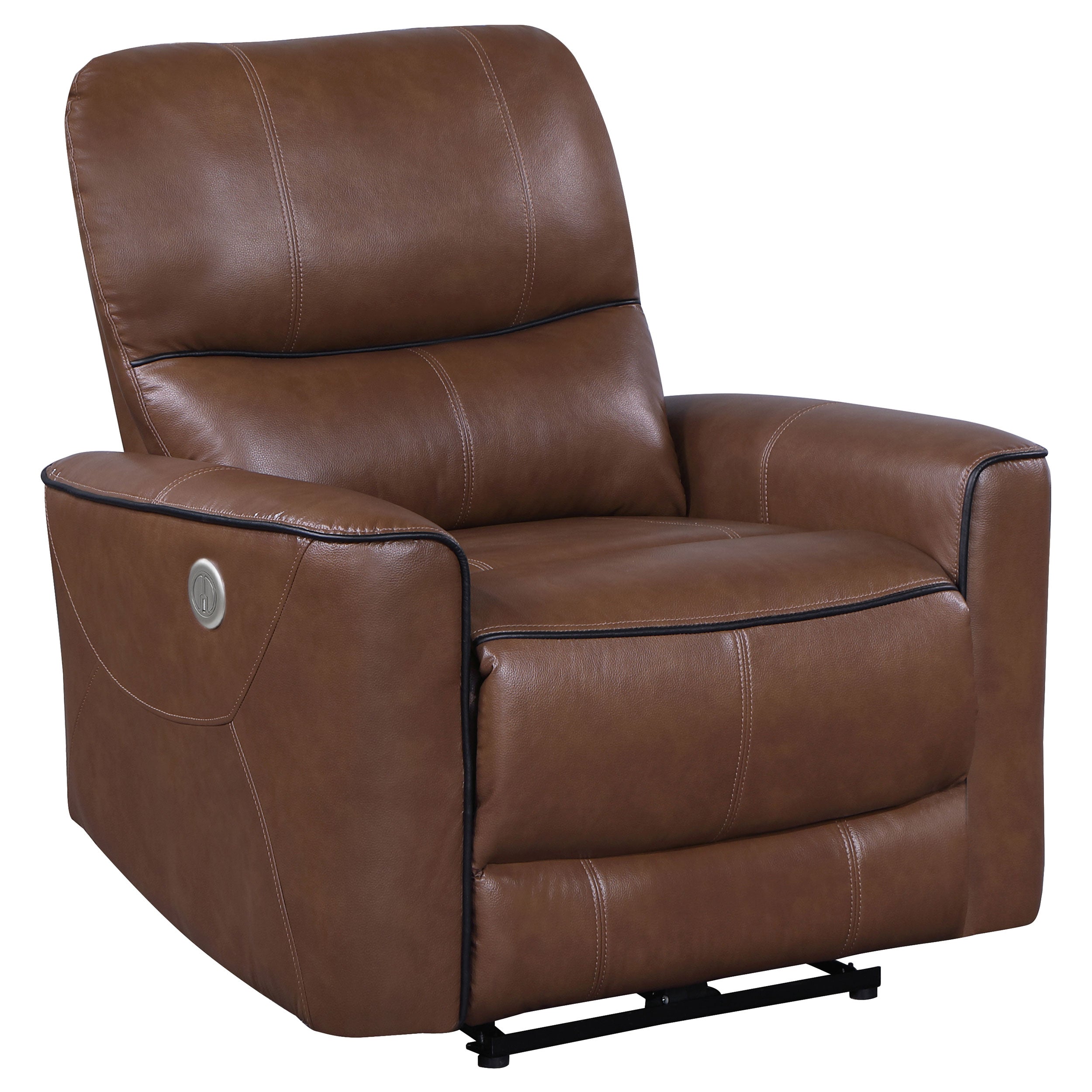 Greenfield Upholstered Power Recliner Chair Saddle Brown — view 1