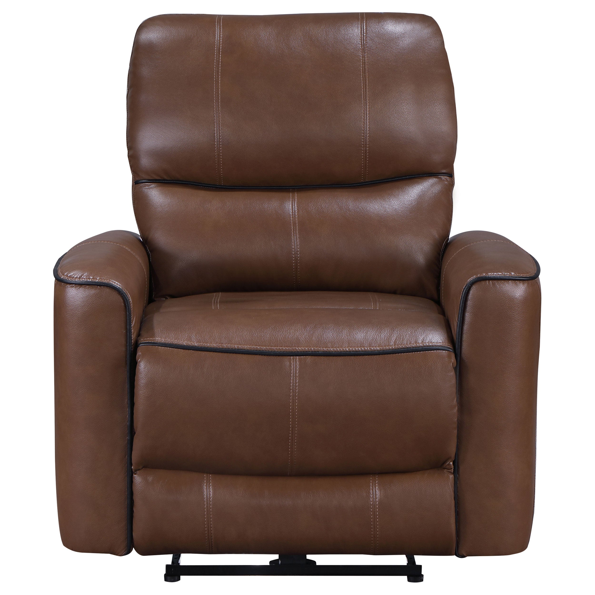Greenfield Upholstered Power Recliner Chair Saddle Brown — view 4