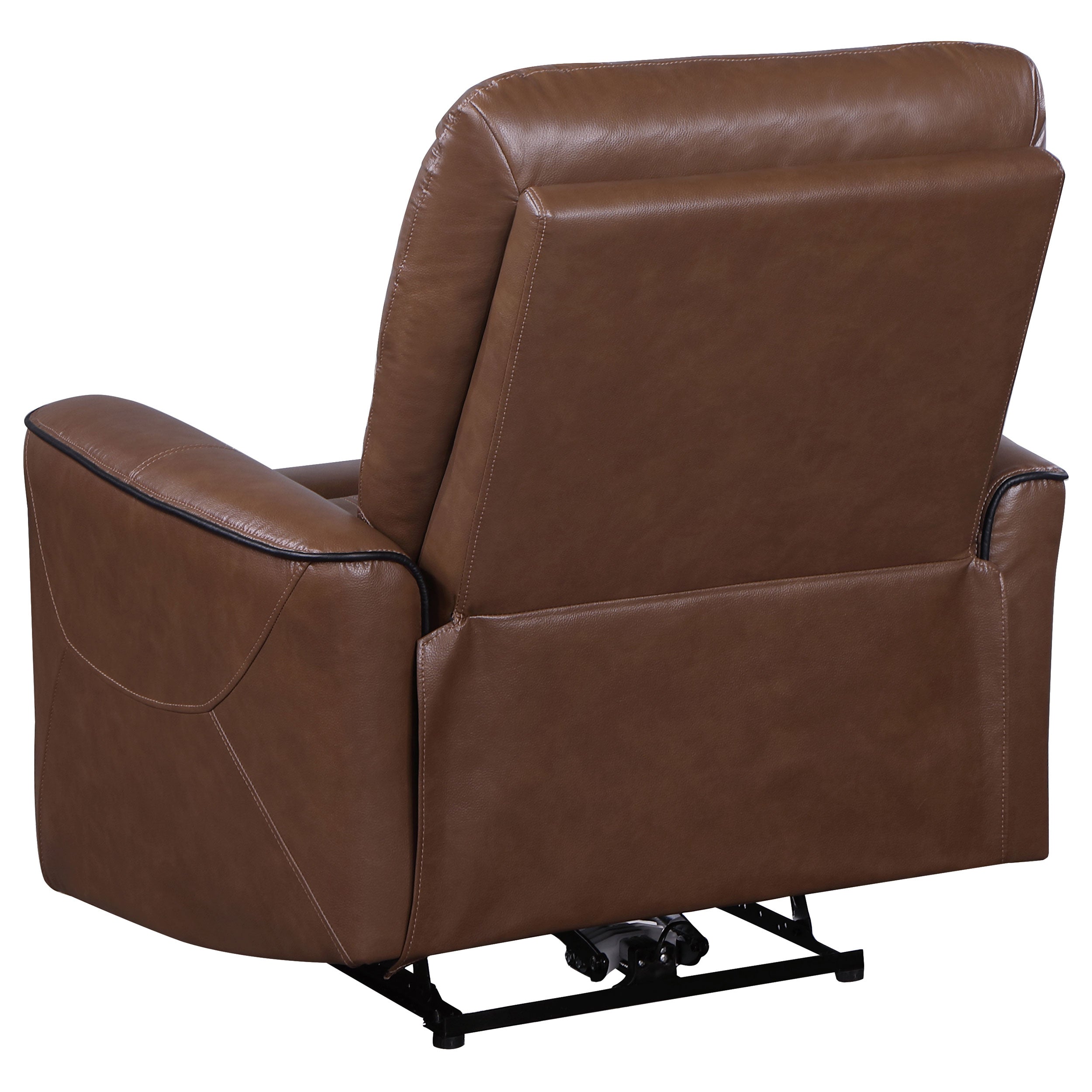 Greenfield Upholstered Power Recliner Chair Saddle Brown — view 5