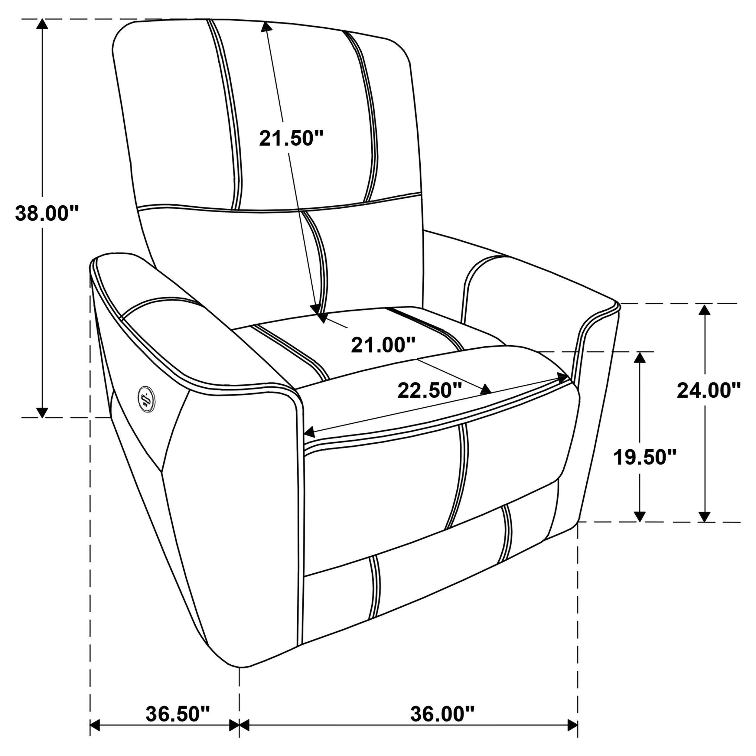 Greenfield Upholstered Power Recliner Chair Saddle Brown — view 10