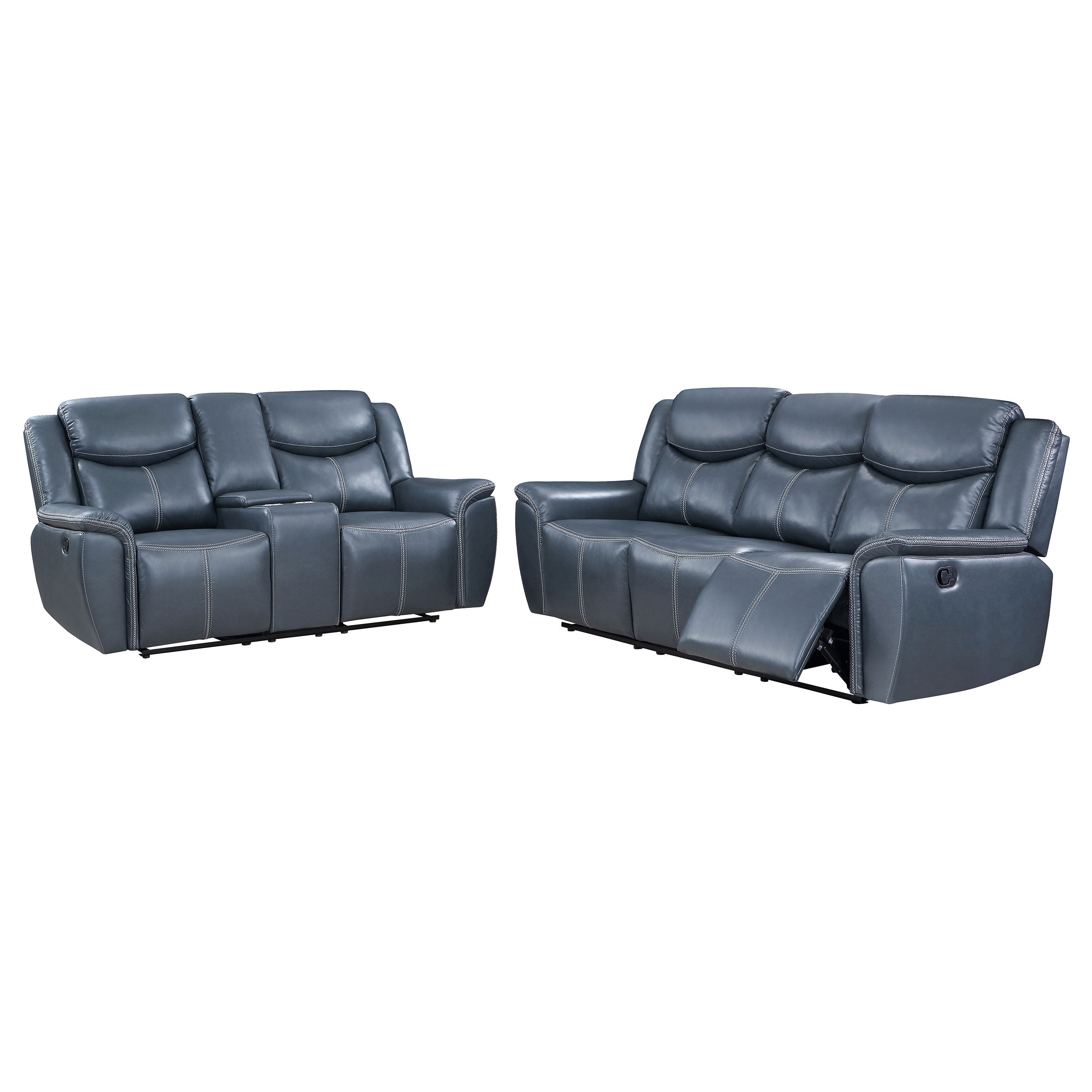 Sloane 2-piece Upholstered Reclining Sofa Set Blue — view 2