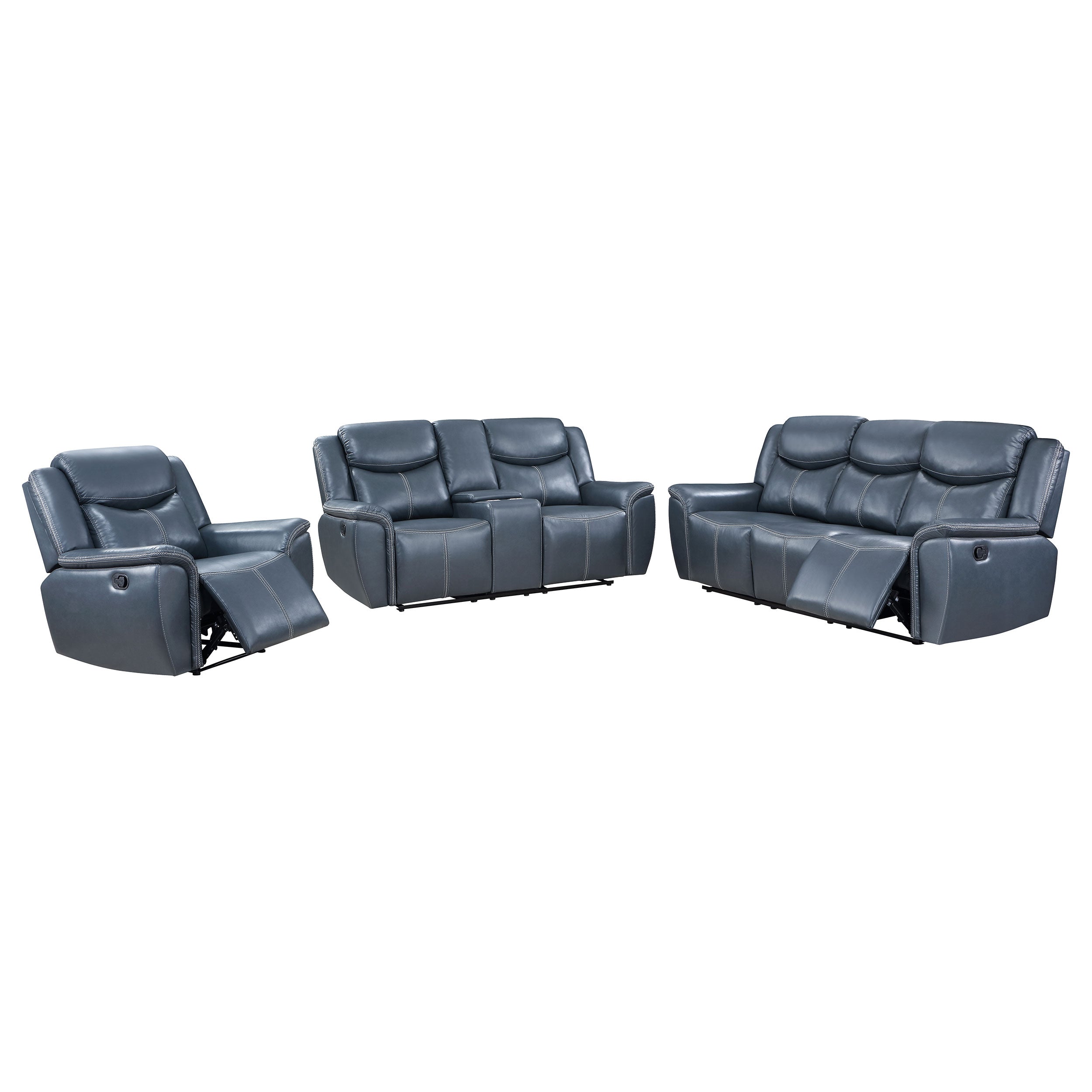 Sloane 3-piece Upholstered Reclining Sofa Set Blue — view 2