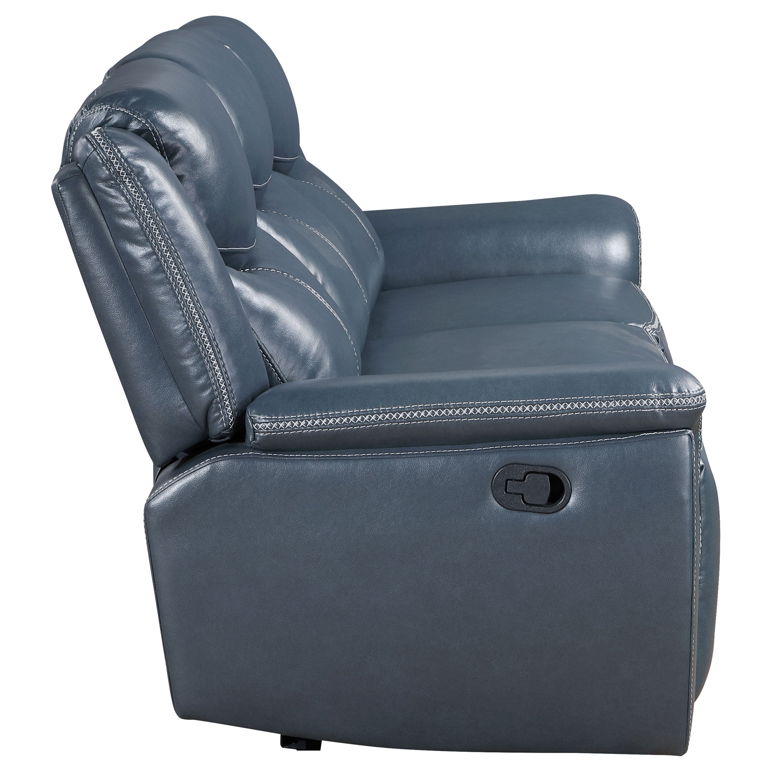 Sloane Upholstered Padded Arm Reclining Sofa Blue — view 6
