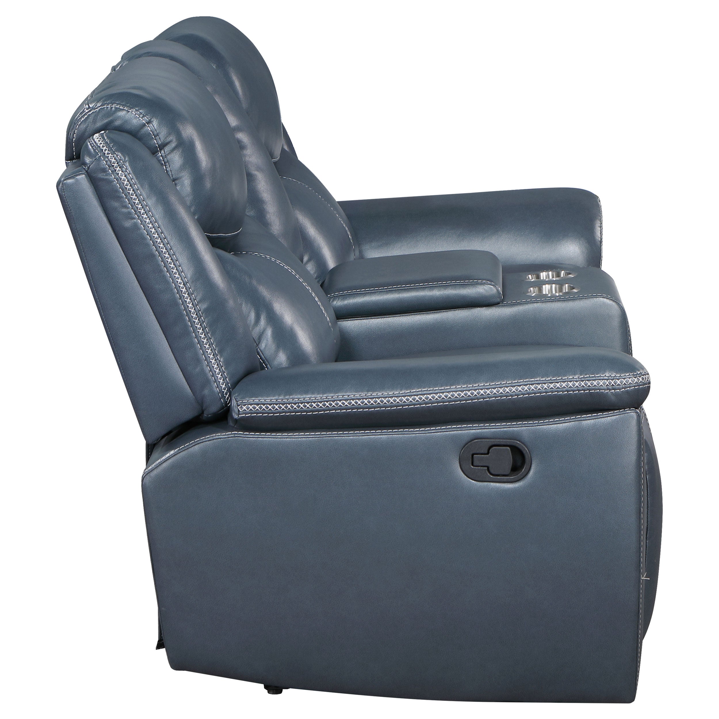 Sloane Upholstered Padded Arm Reclining Loveseat Blue — view 6