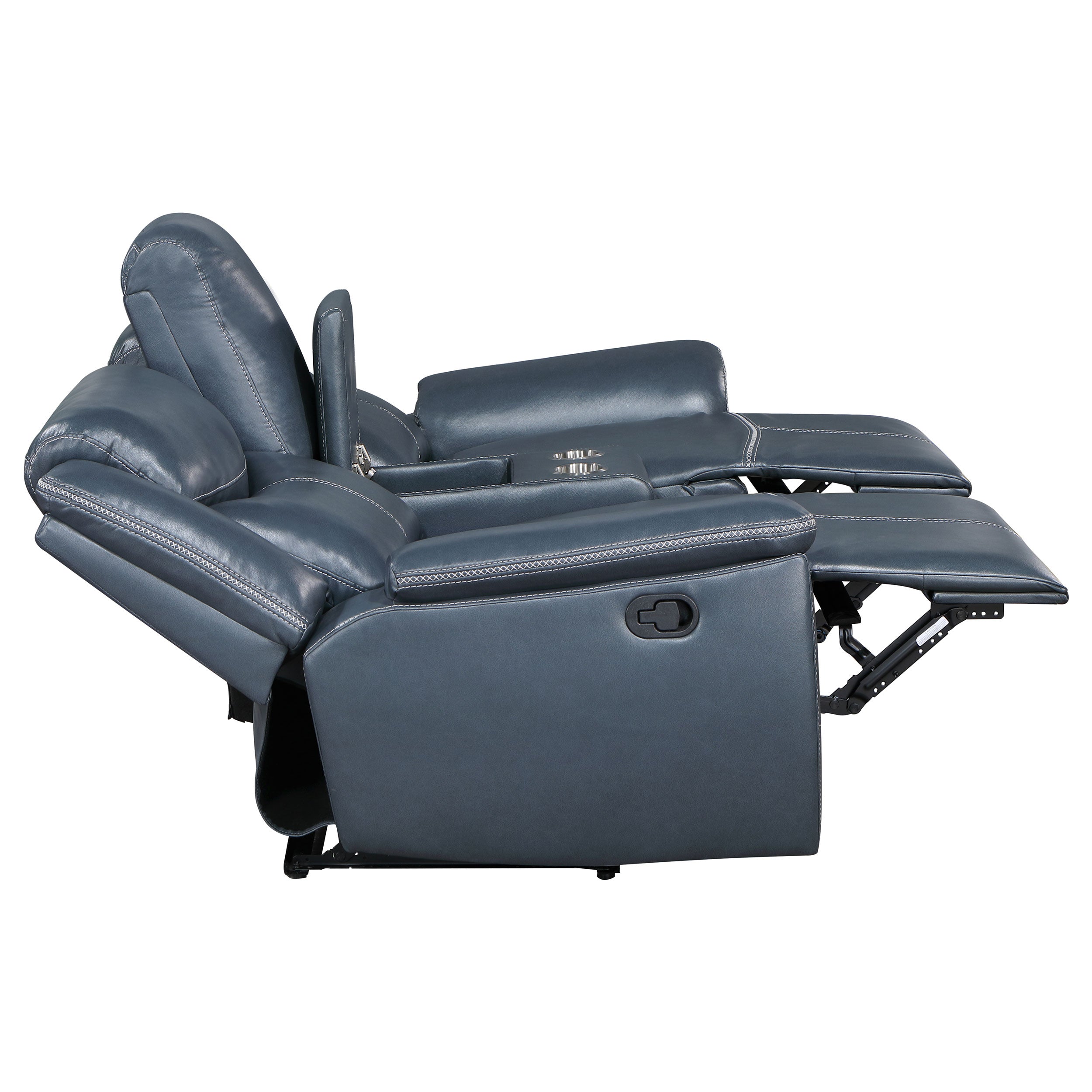 Sloane Upholstered Padded Arm Reclining Loveseat Blue — view 7