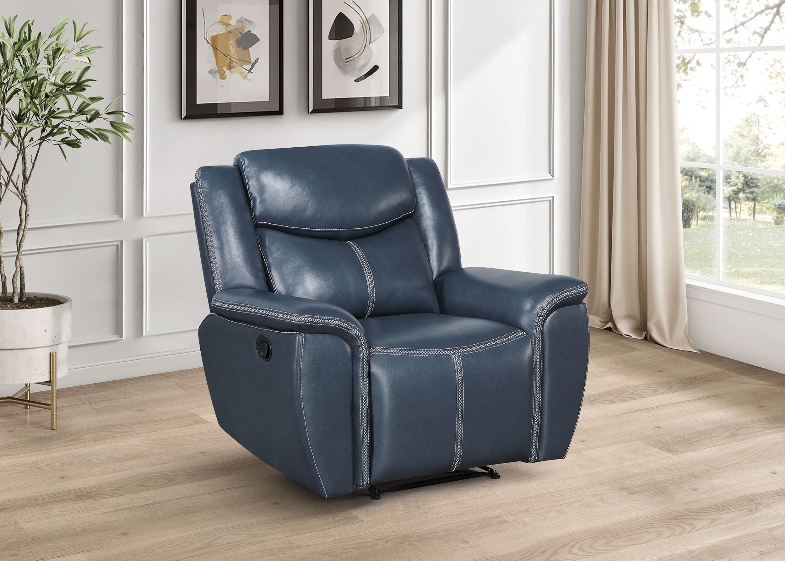 Sloane Upholstered Padded Arm Recliner Chair Blue — view 2