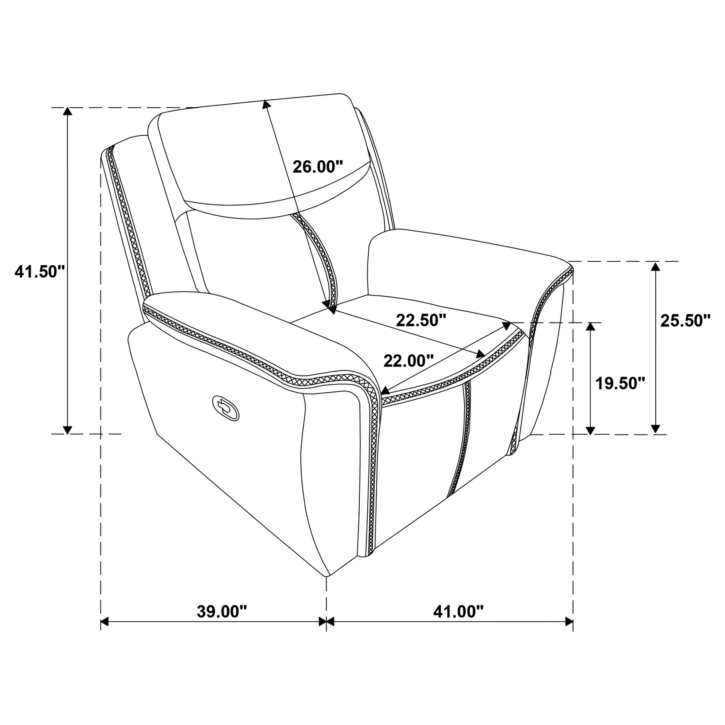 Sloane Upholstered Padded Arm Recliner Chair Blue — view 9