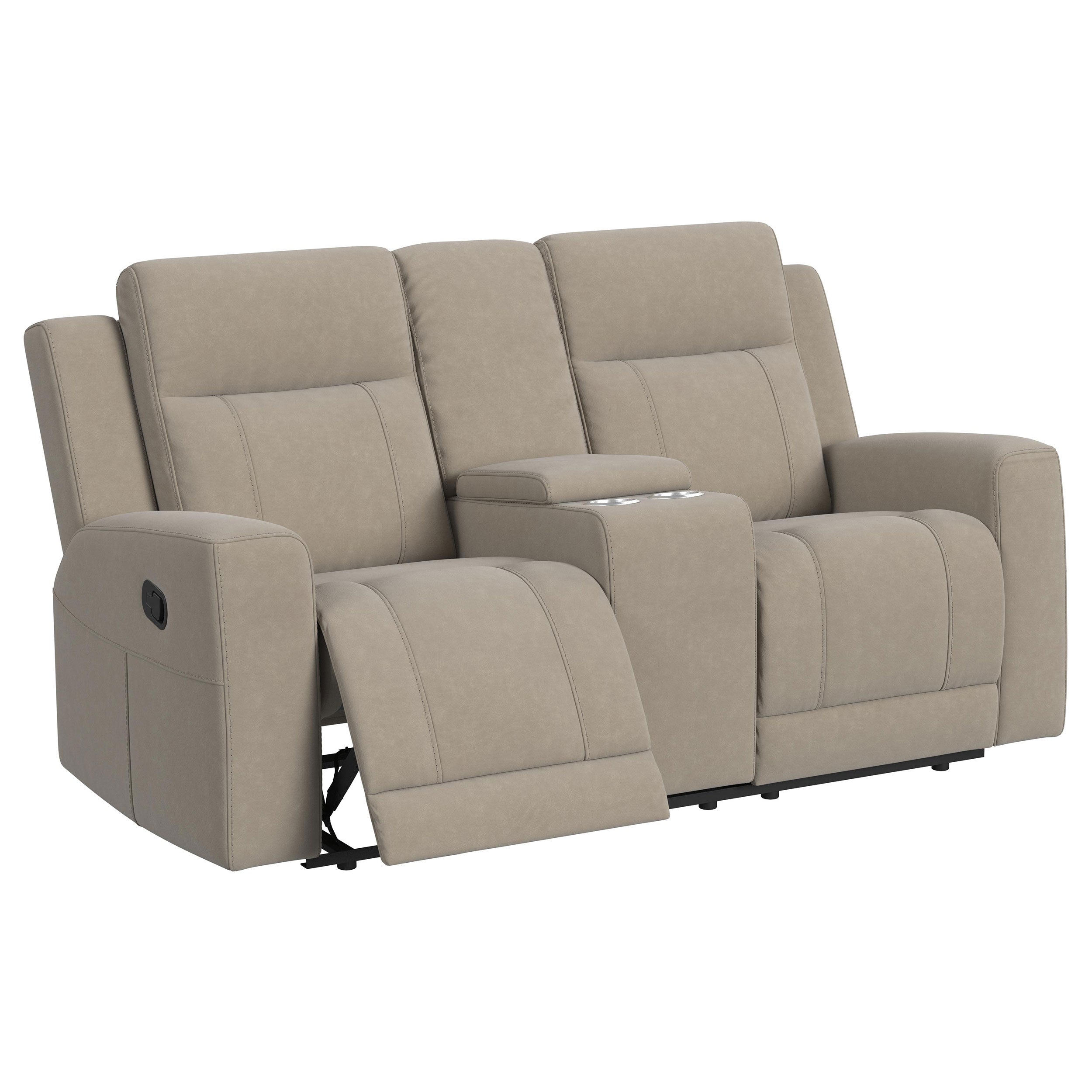 Brentwood 3-piece Upholstered Reclining Sofa Set Taupe — view 7