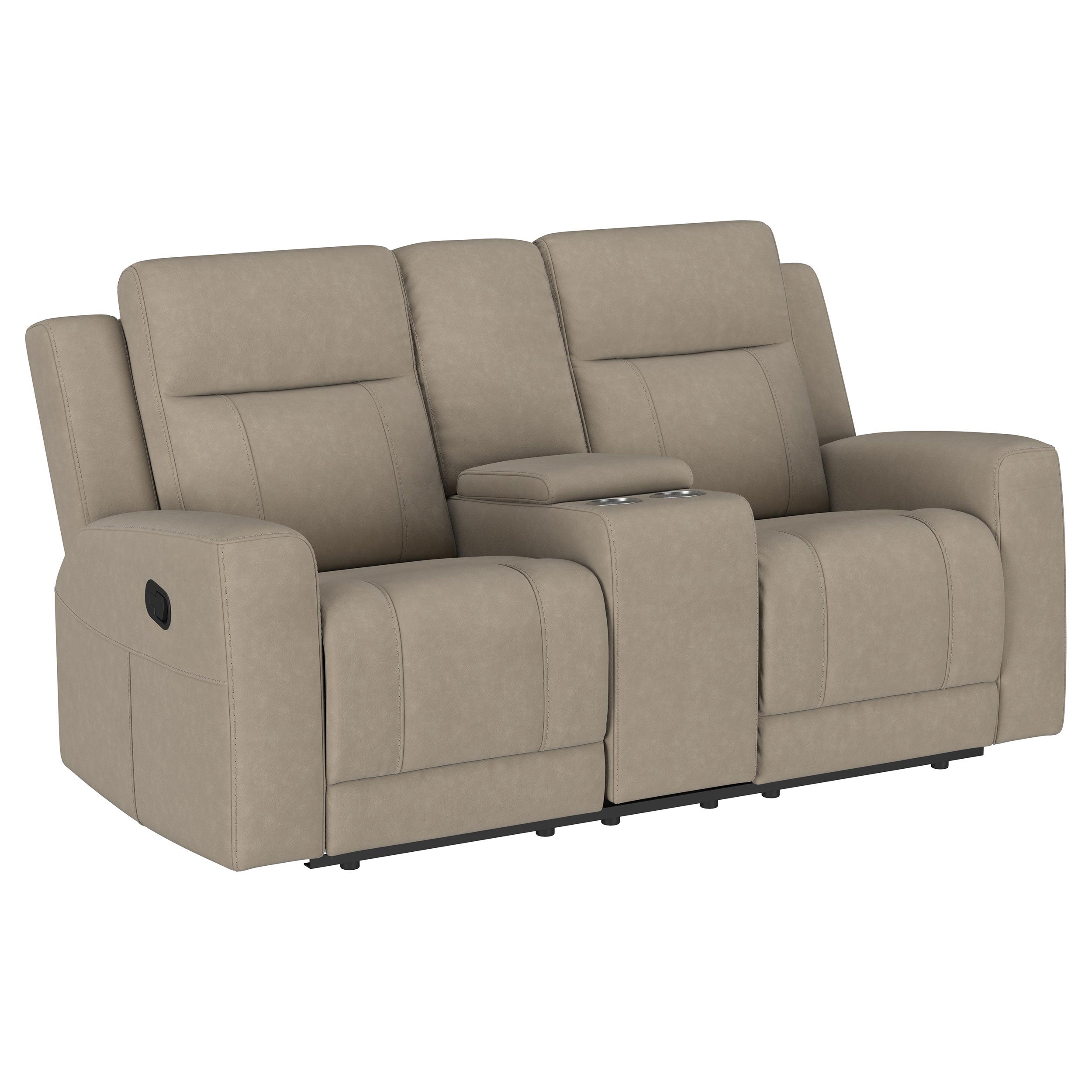 Brentwood Upholstered Motion Reclining Loveseat Taupe — view 1