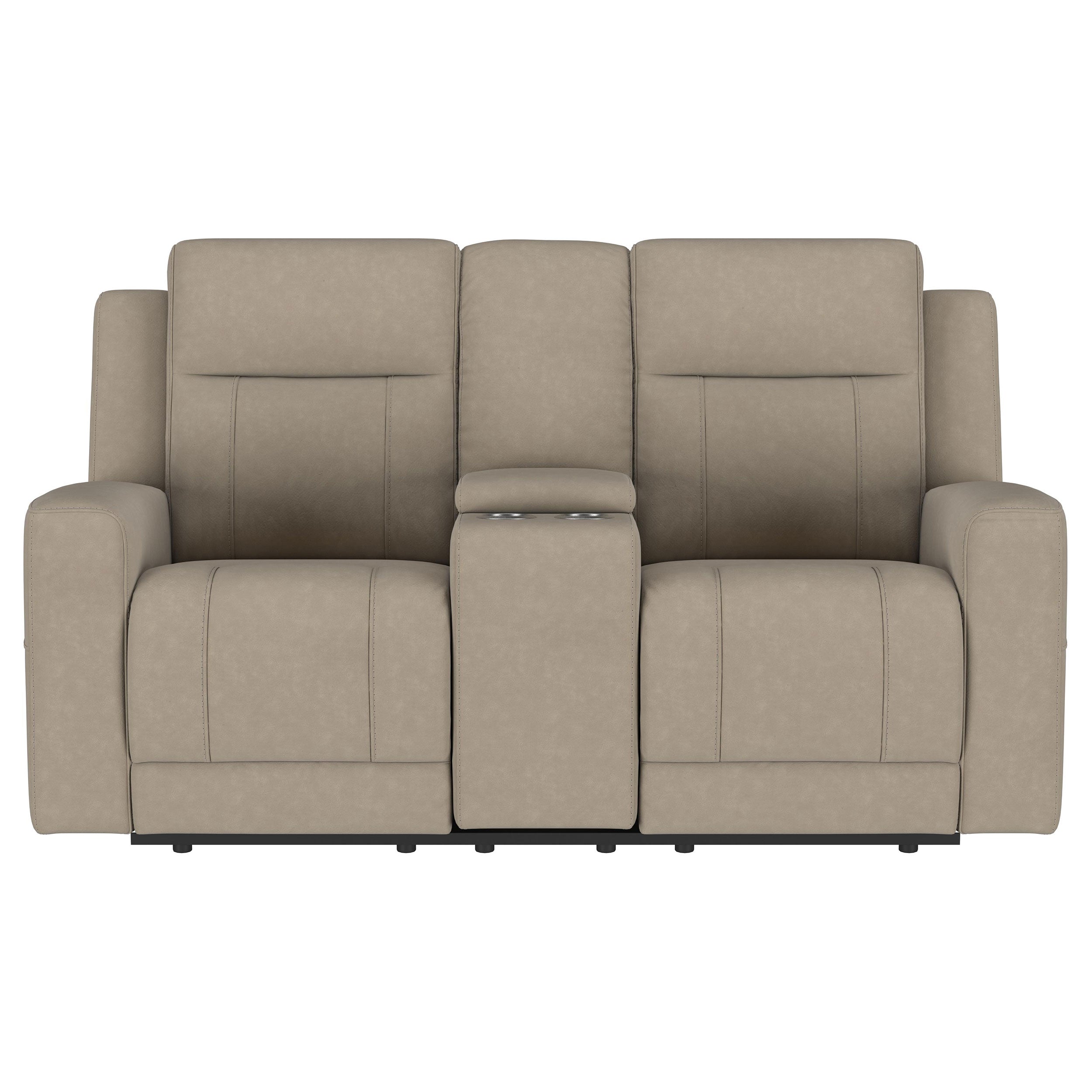 Brentwood Upholstered Motion Reclining Loveseat Taupe — view 4