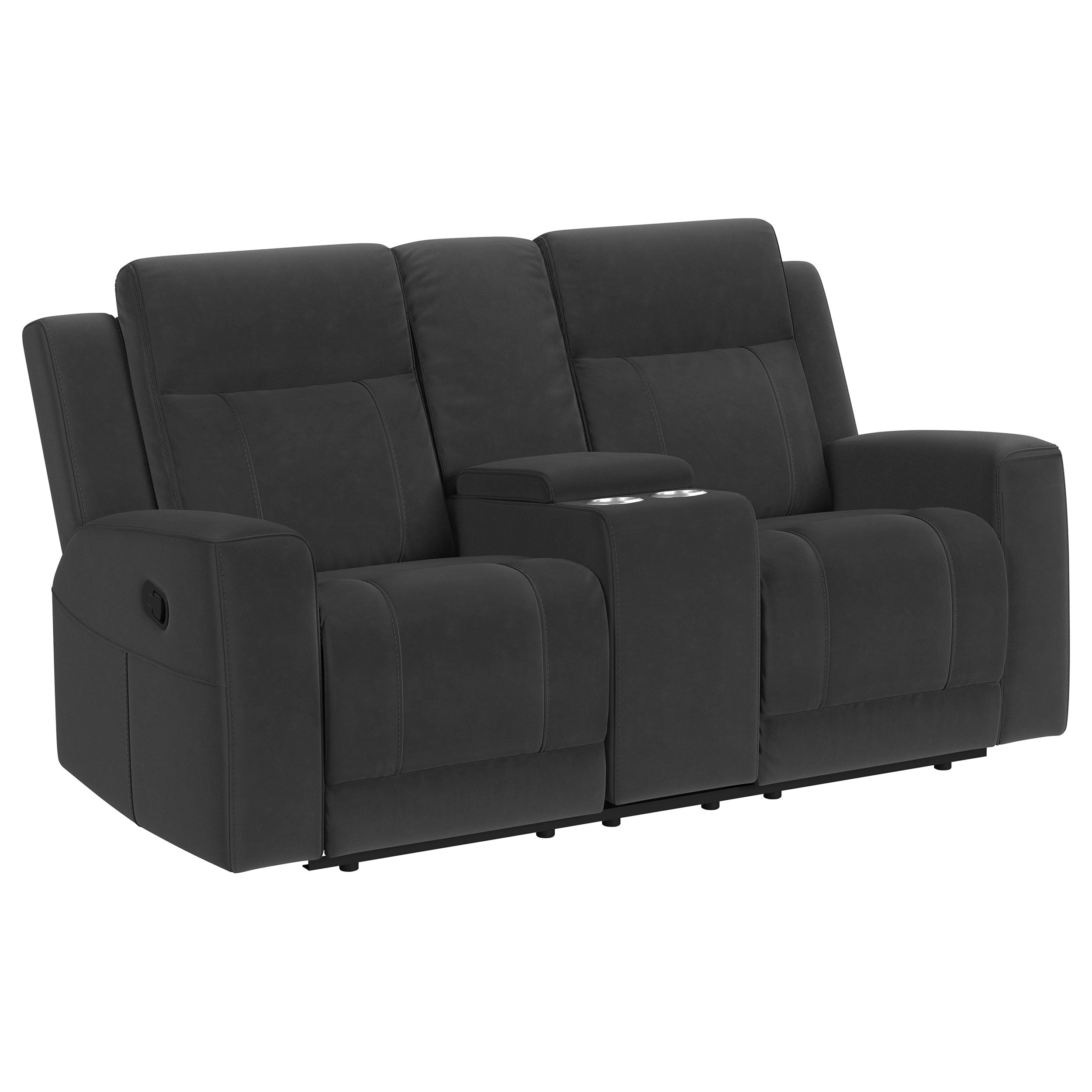 Brentwood 2-piece Upholstered Reclining Sofa Set Charcoal — view 7