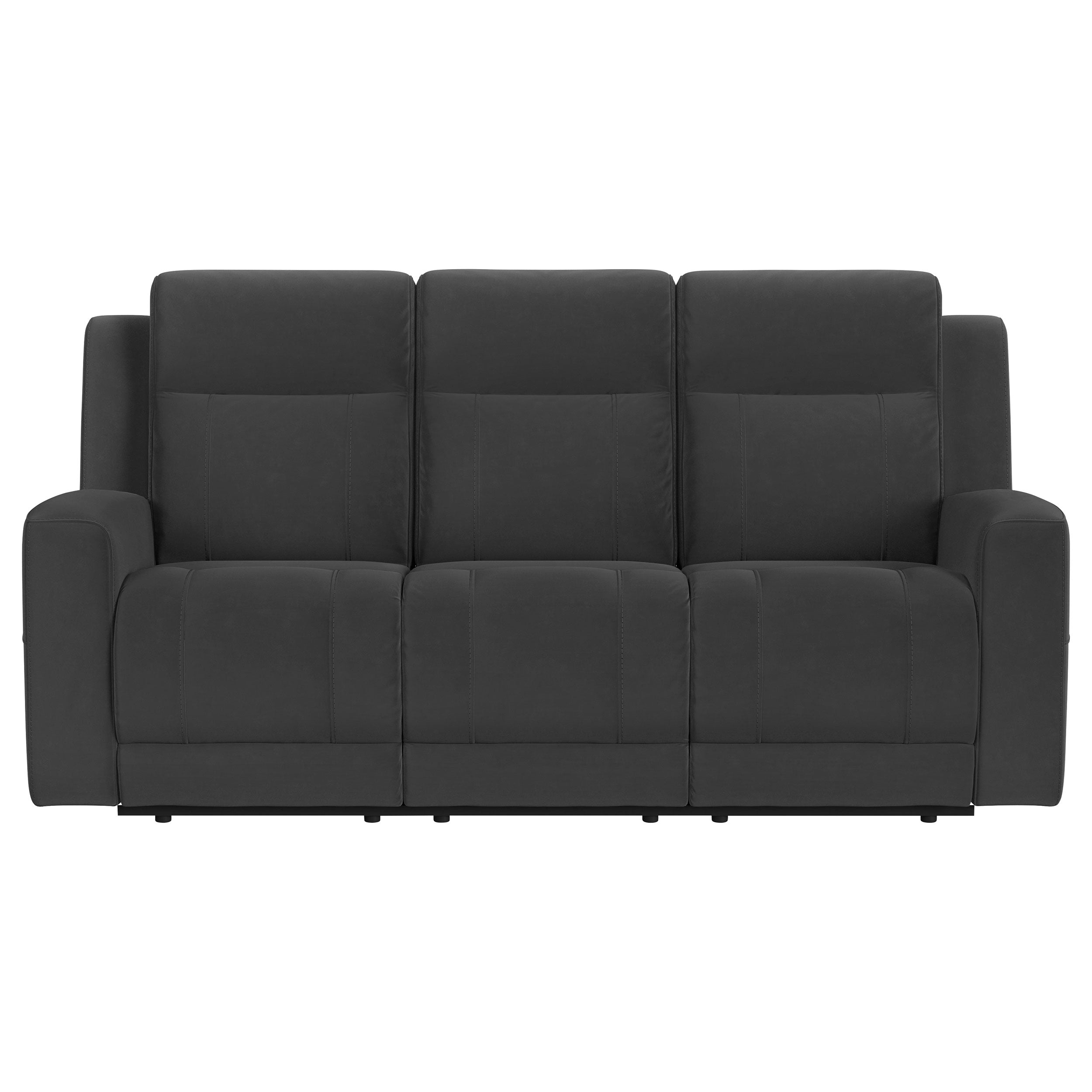 Brentwood Upholstered Motion Reclining Sofa Dark Charcoal — view 3