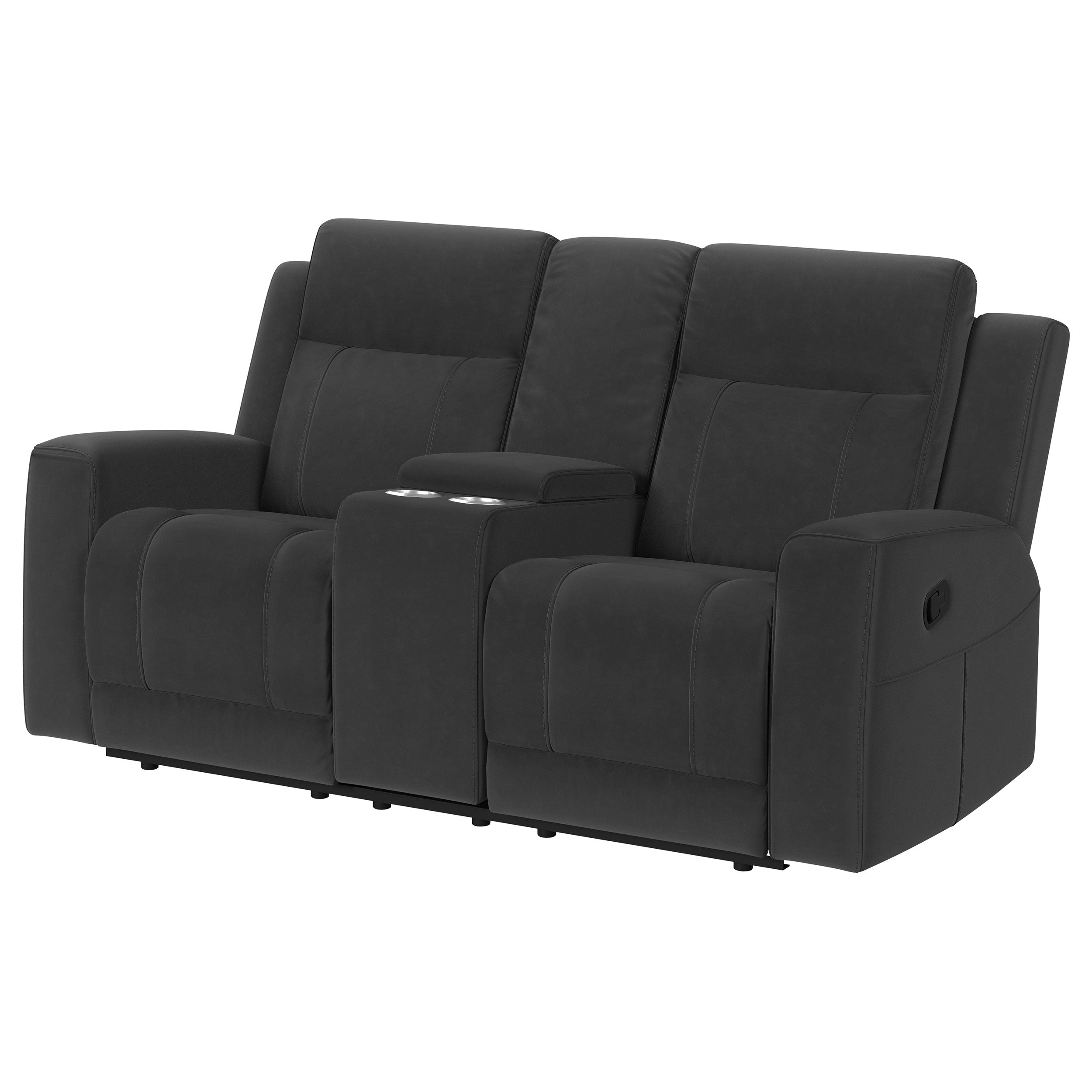 Brentwood Upholstered Reclining Loveseat Dark Charcoal — view 4
