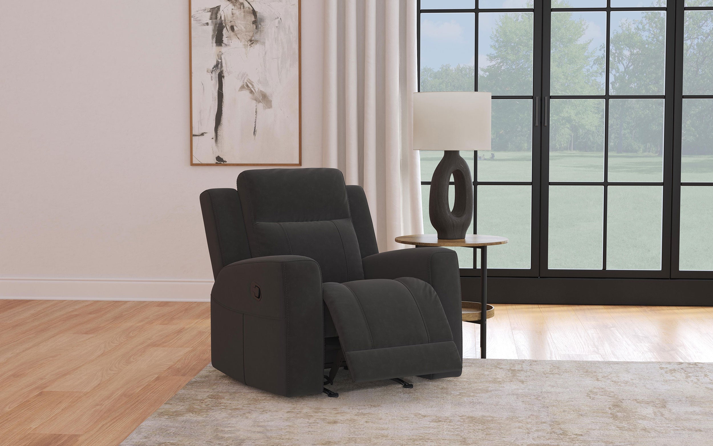 Brentwood Upholstered Recliner Chair Dark Charcoal — view 2