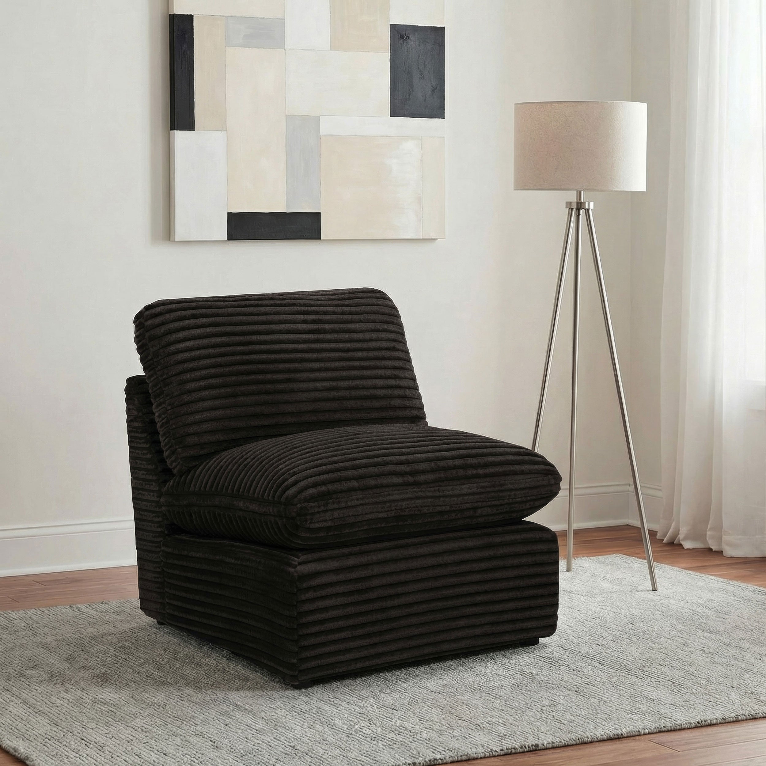 Collins Modular Armless Chair Chocolate Brown — view 2