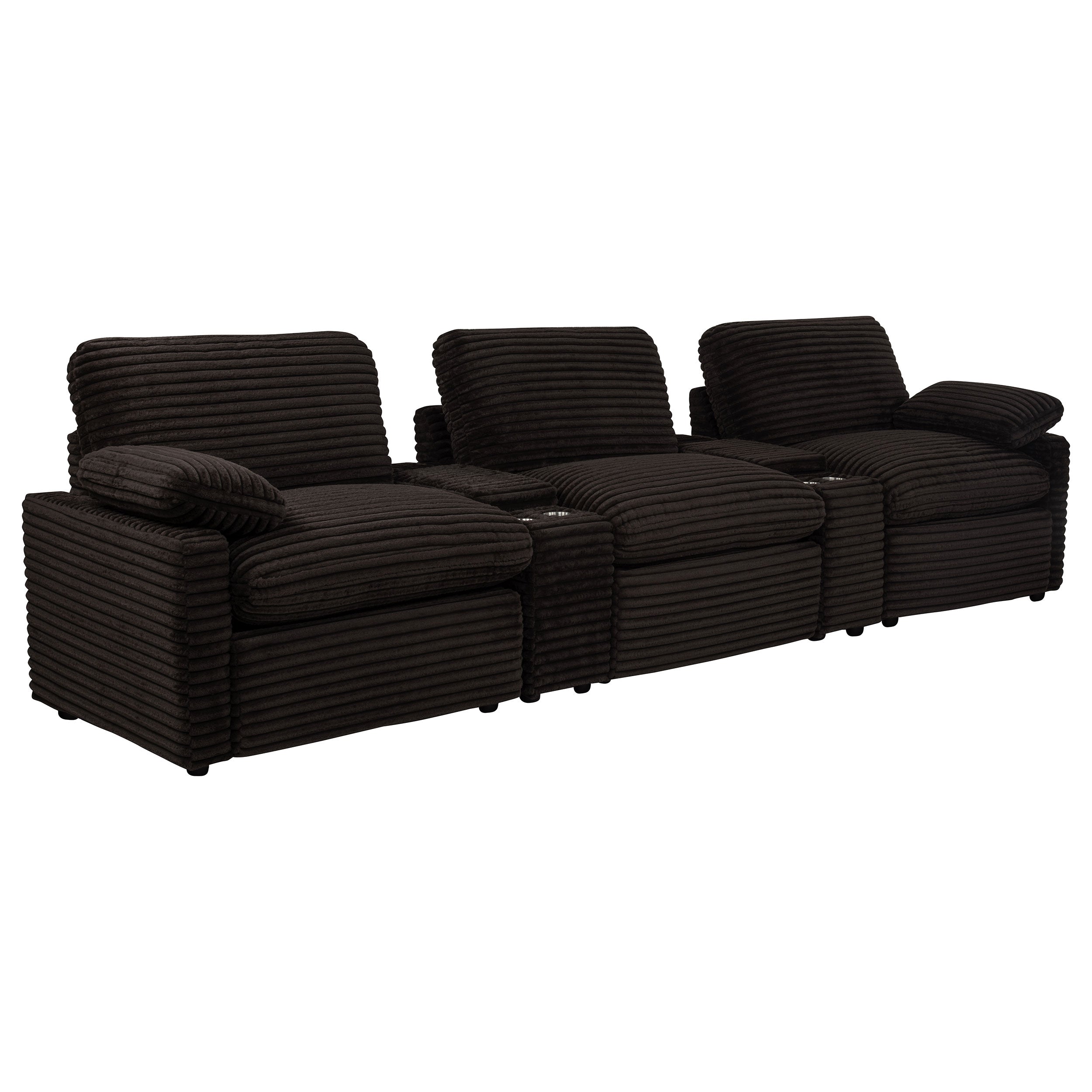Collins 5-Piece Power Reclining Home Theater Seating Chocolate Brown — view 1