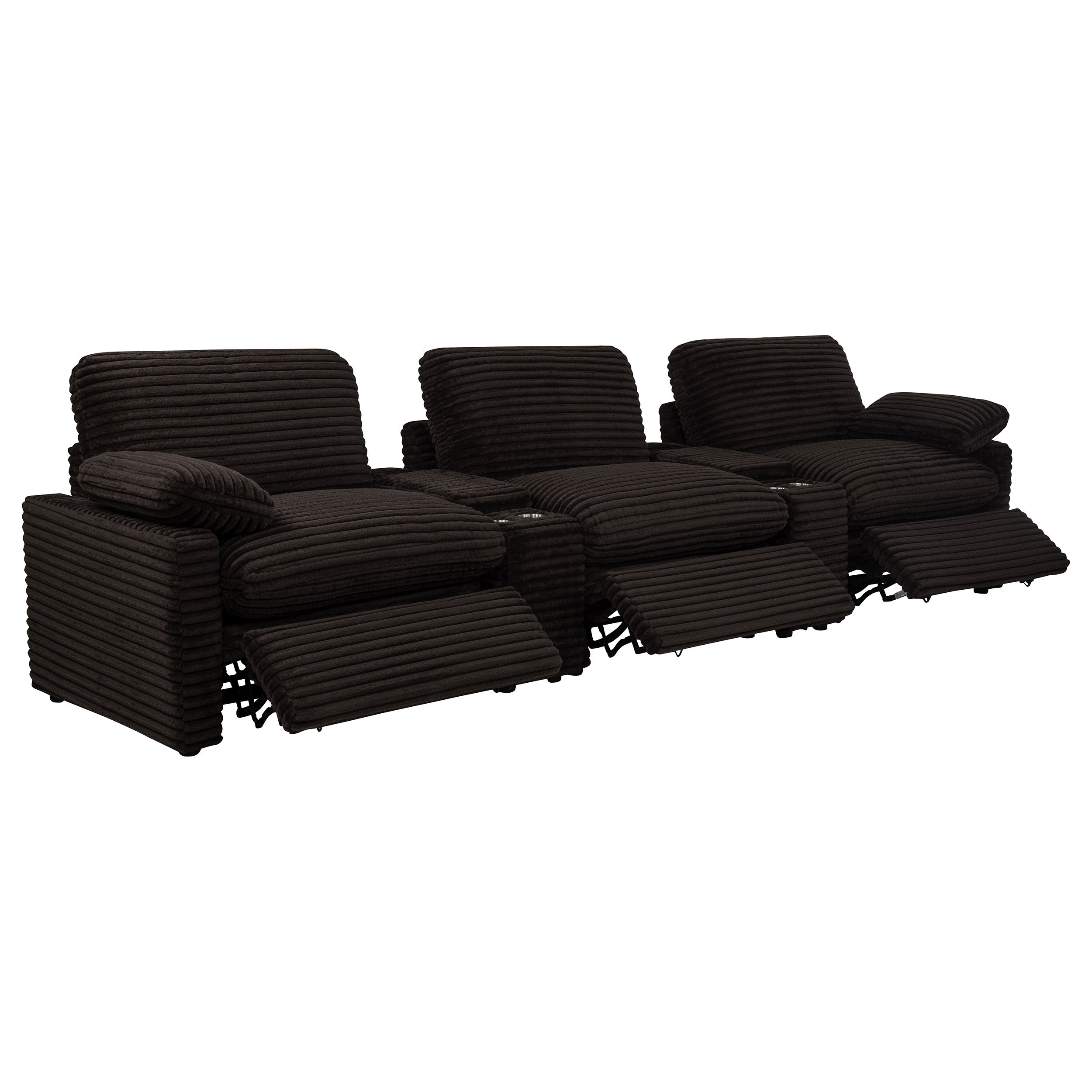 Collins 5-Piece Power Reclining Home Theater Seating Chocolate Brown — view 4