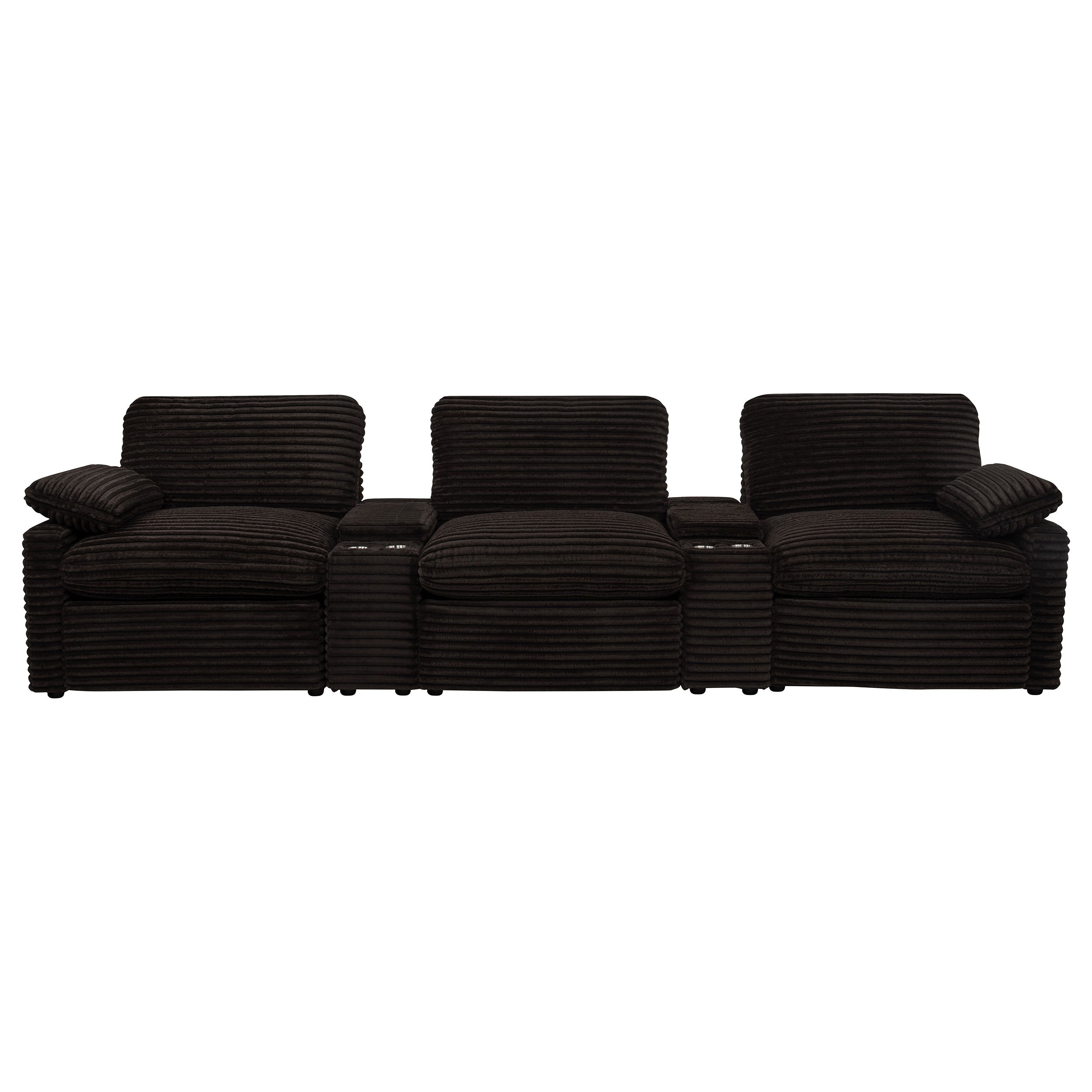 Collins 5-Piece Power Reclining Home Theater Seating Chocolate Brown — view 5