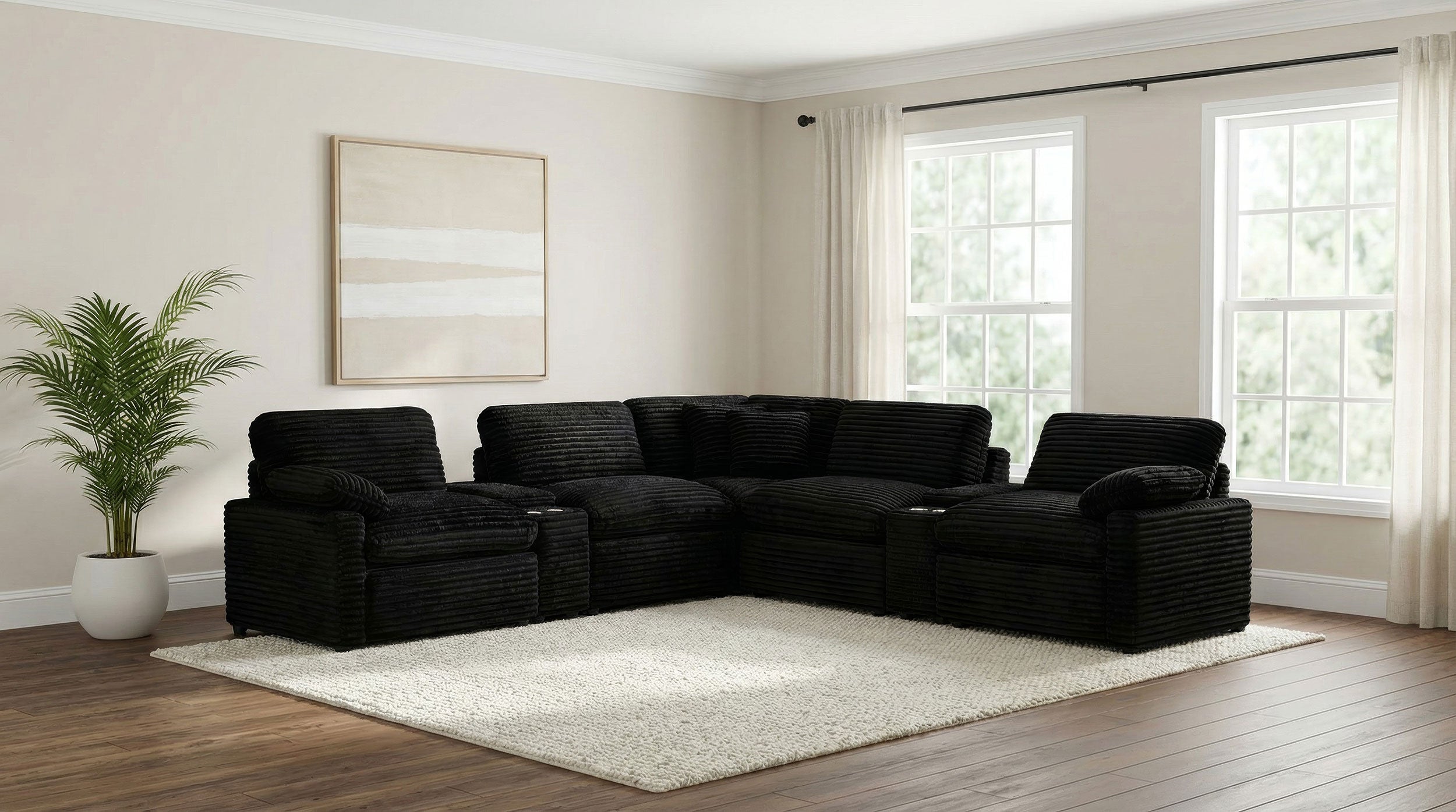 Collins 7-piece Modular Power Reclining Sectional Black — view 2