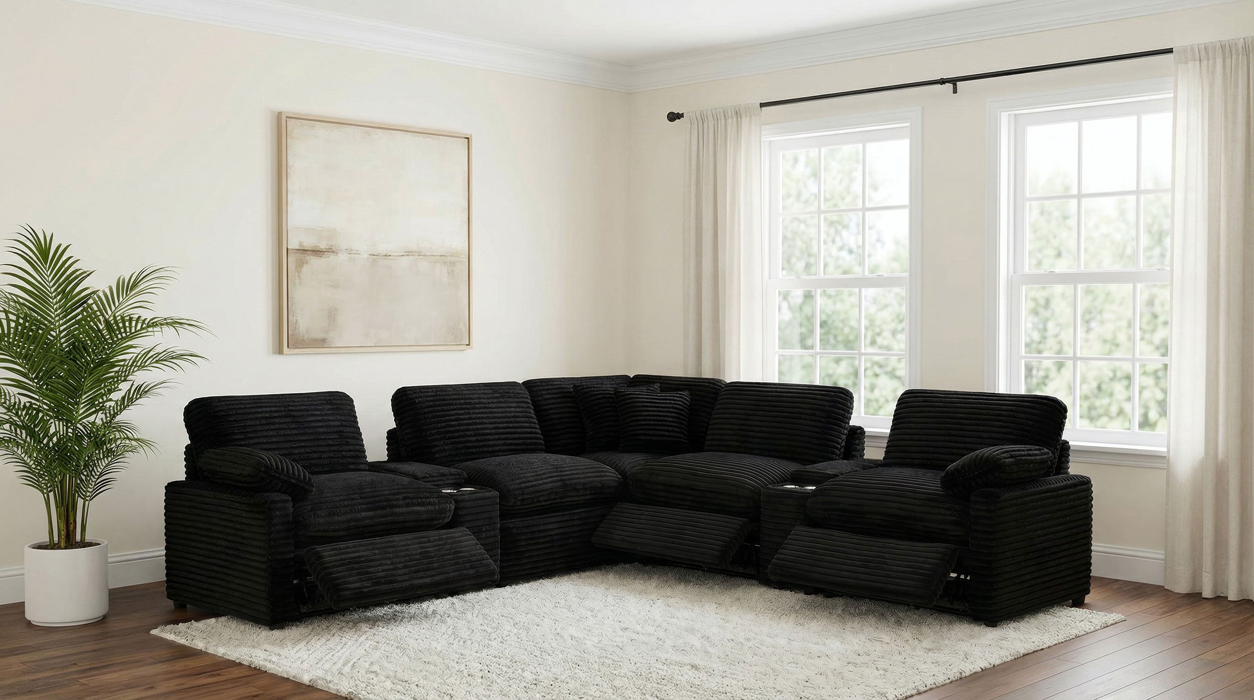 Collins 7-piece Modular Power Reclining Sectional Black — view 3
