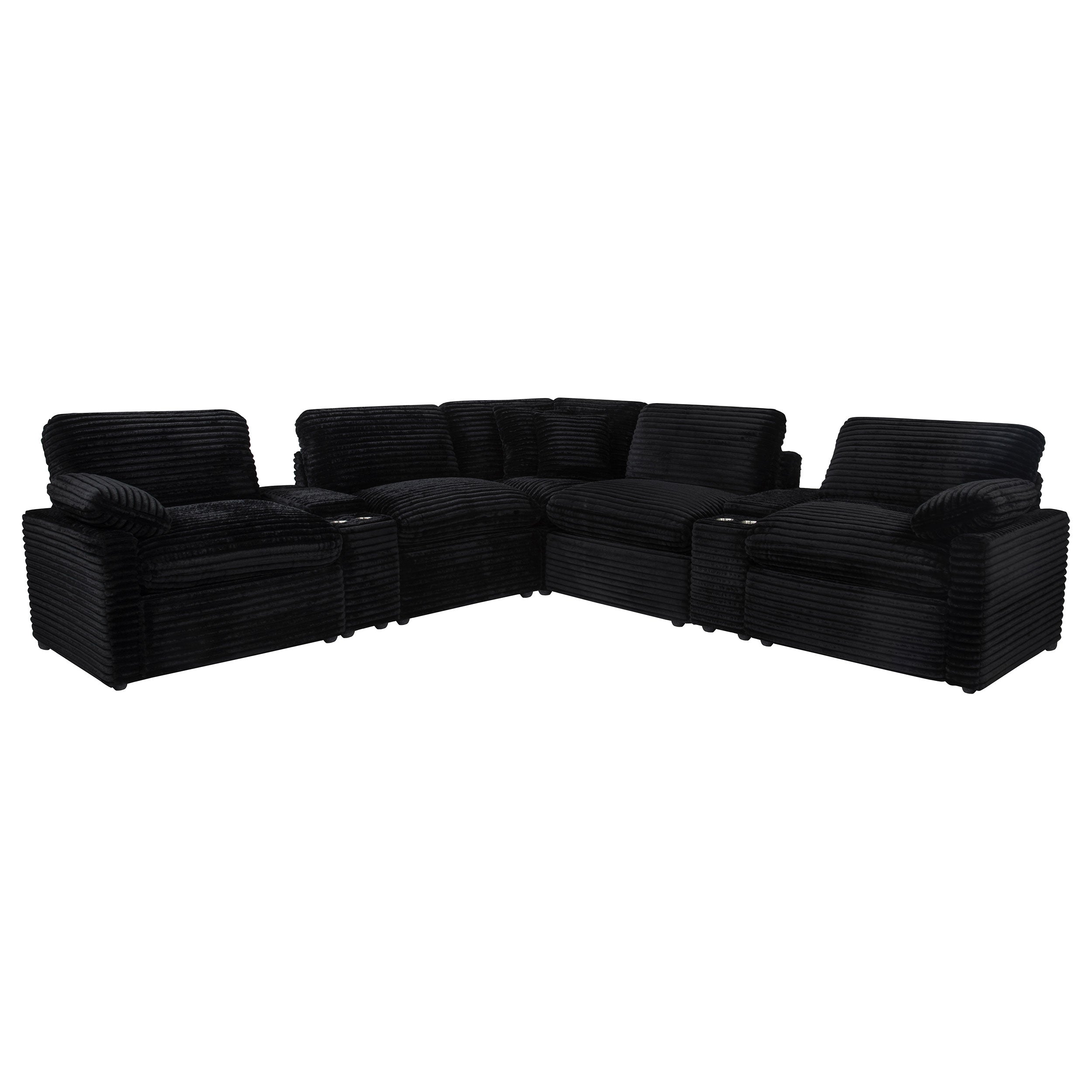 Collins 7-piece Modular Power Reclining Sectional Black — view 1