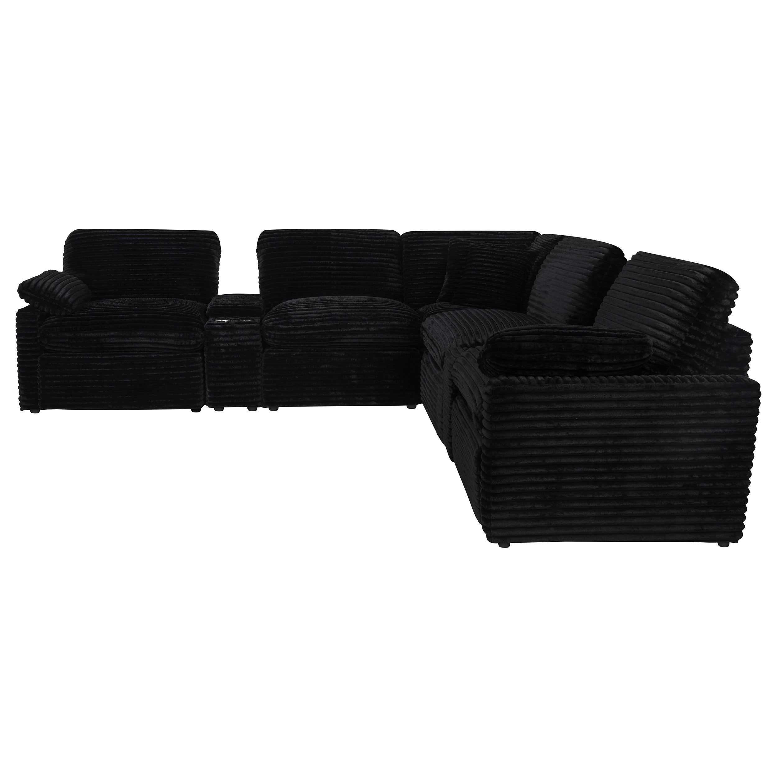 Collins 7-piece Modular Power Reclining Sectional Black — view 5