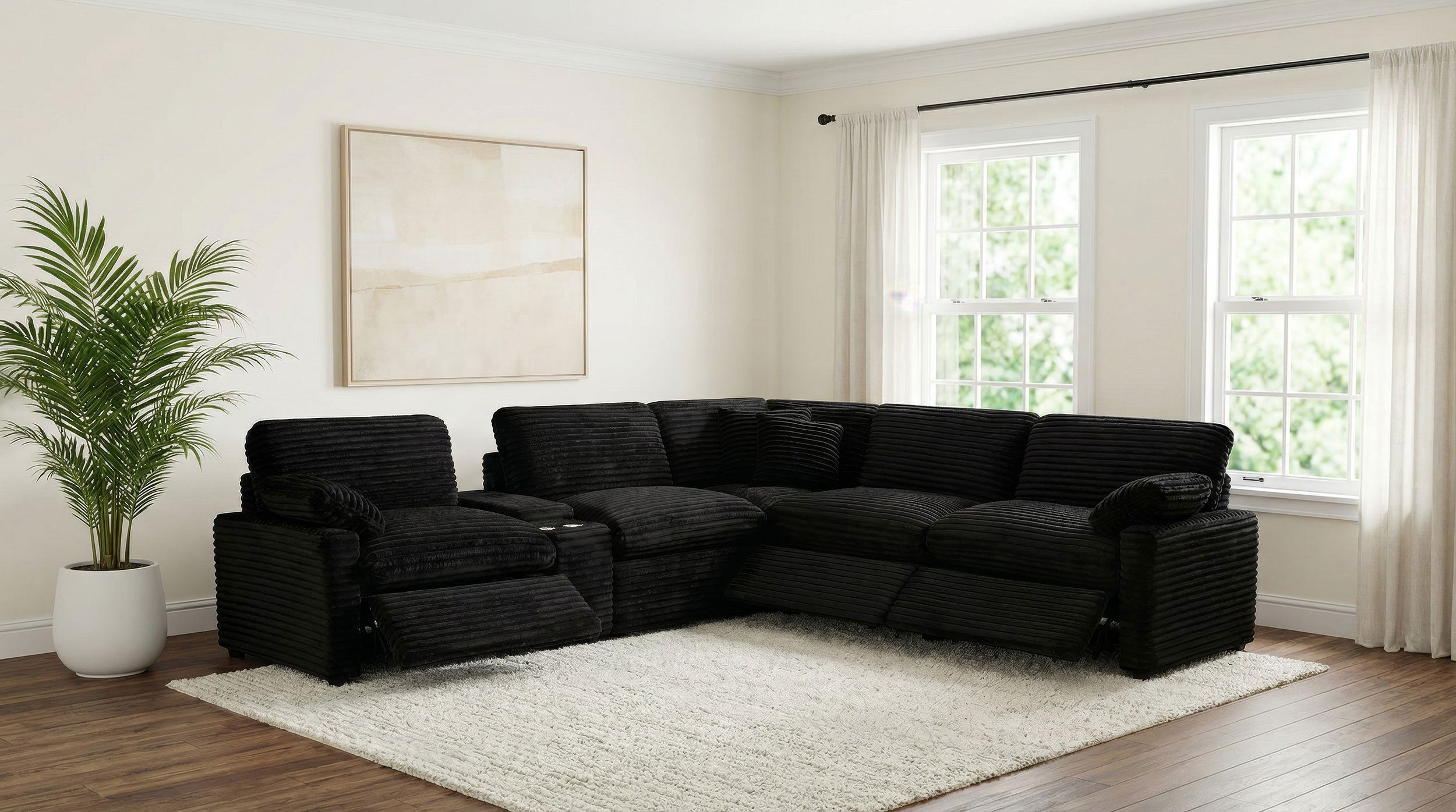 Collins 6-piece Modular Power Reclining Sectional Black — view 3