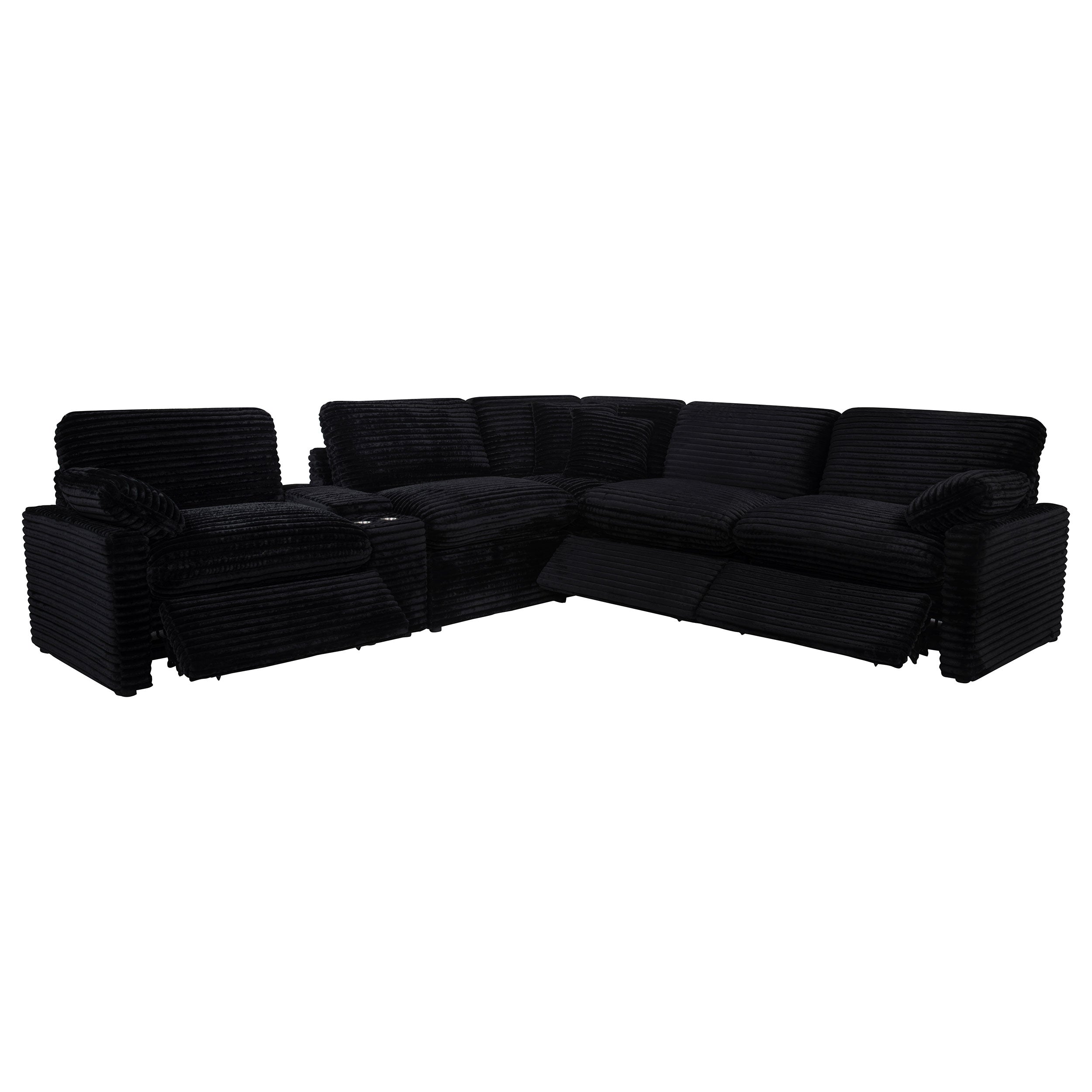 Collins 6-piece Modular Power Reclining Sectional Black — view 4
