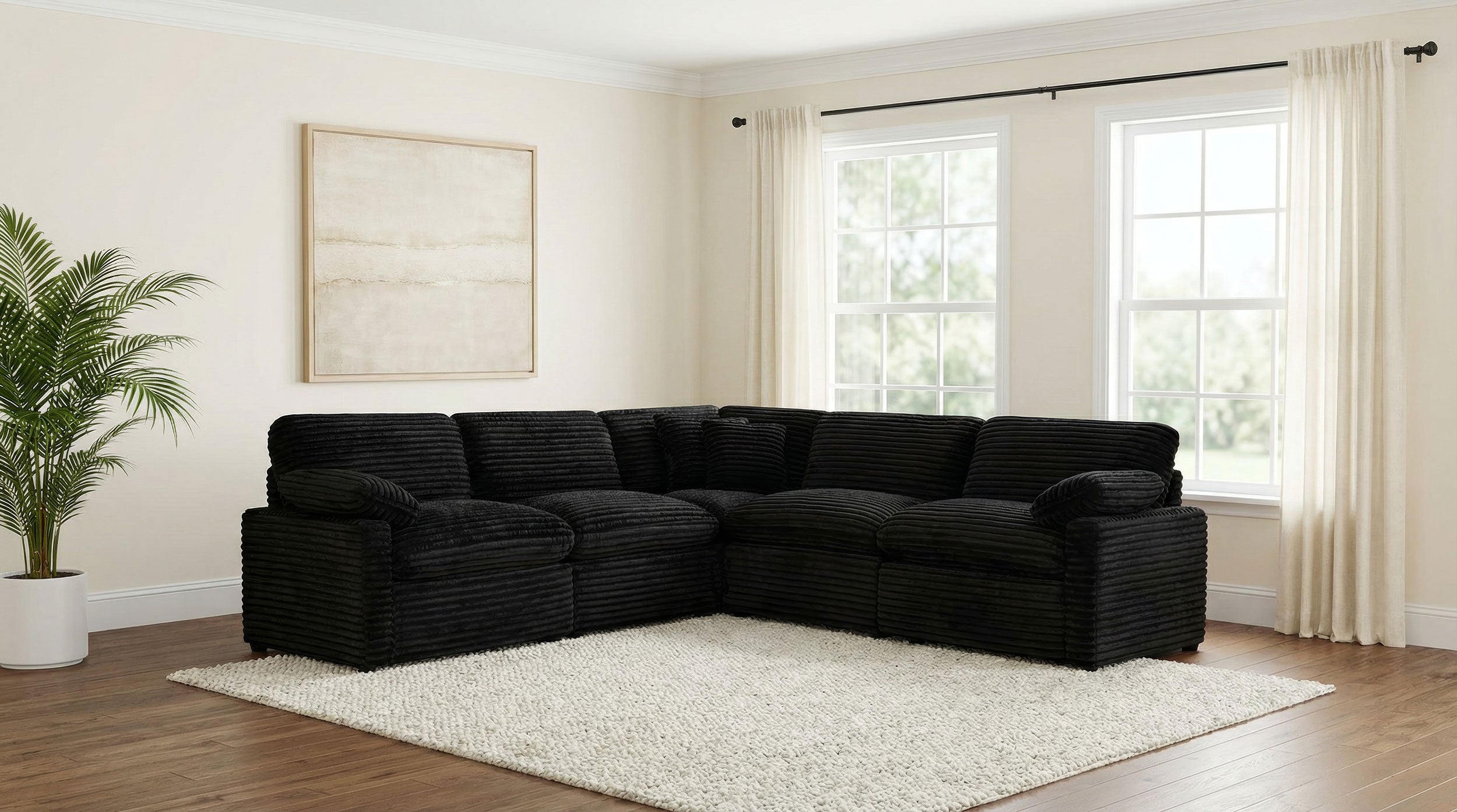 Collins 5-piece Modular Power Reclining Sectional Black — view 2