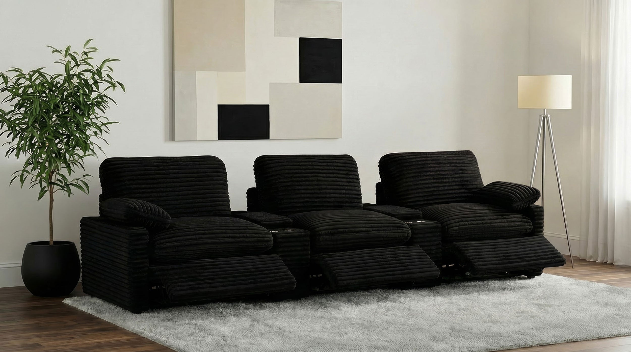 Collins 5-Piece Power Reclining Home Theater Seating Black — view 3